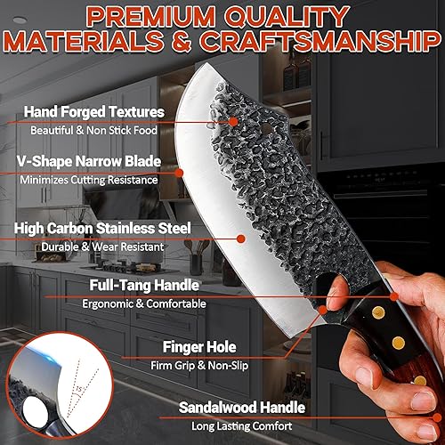 Miniatura 3 de ANLJNCC Cuchillo de carnicero para cortar carne con funda, cuchillo profesional para picar huesos, cuchillo de chef de mango completo, cuchillo