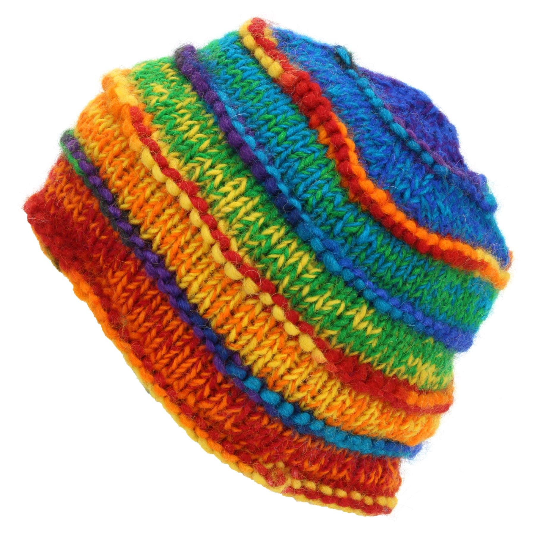 LOUDelephantChunky Ribbed Wool Knit Beanie Hat with Space Dye Design