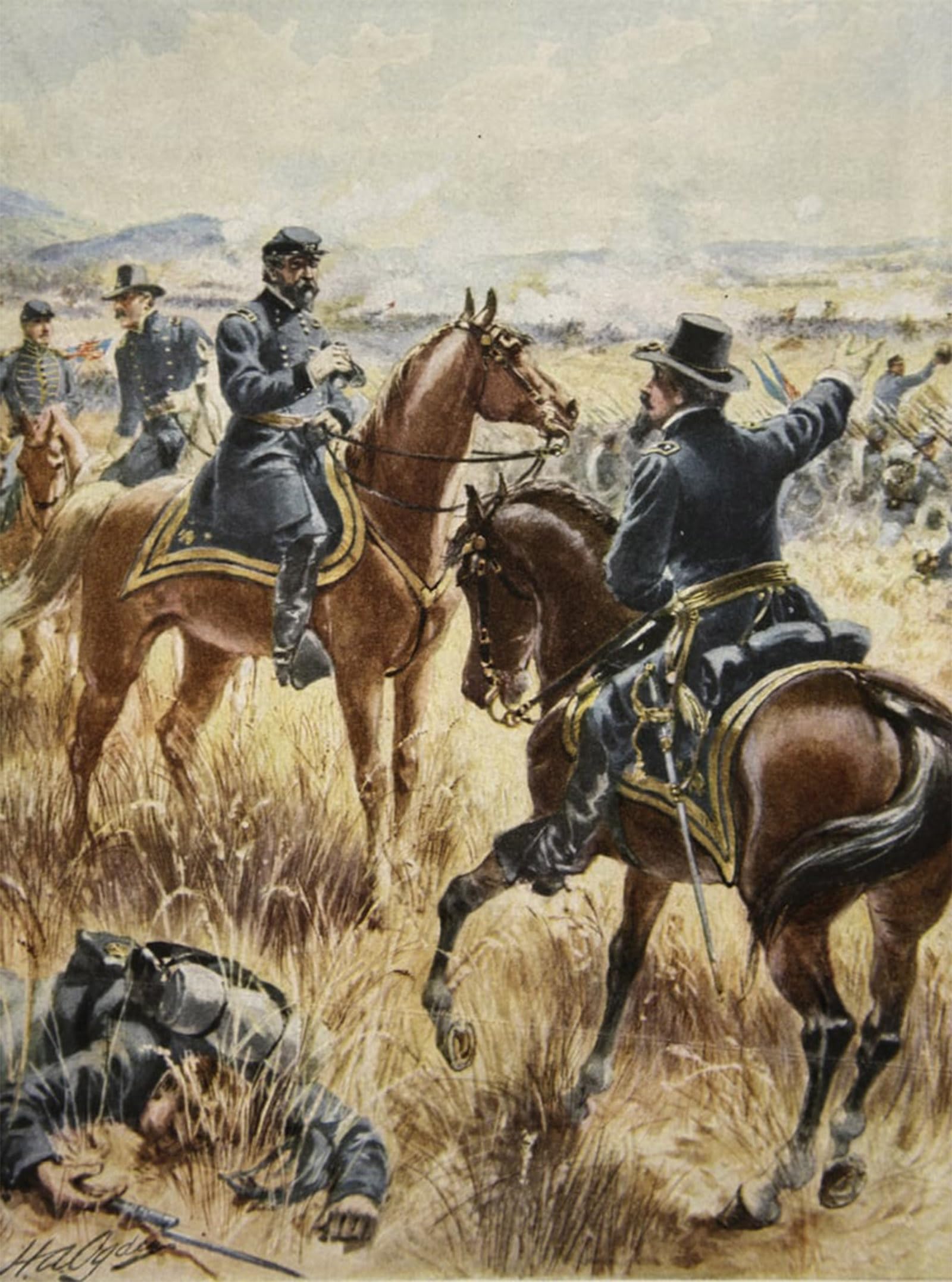 ARTXLXXBN Famous Painting Art Wall Decor Abstract Art Picture Major General George Meade At the Battle of Gettysburg by Henry Alexander Ogden Animal Pictures for Home Decor 60x90cm