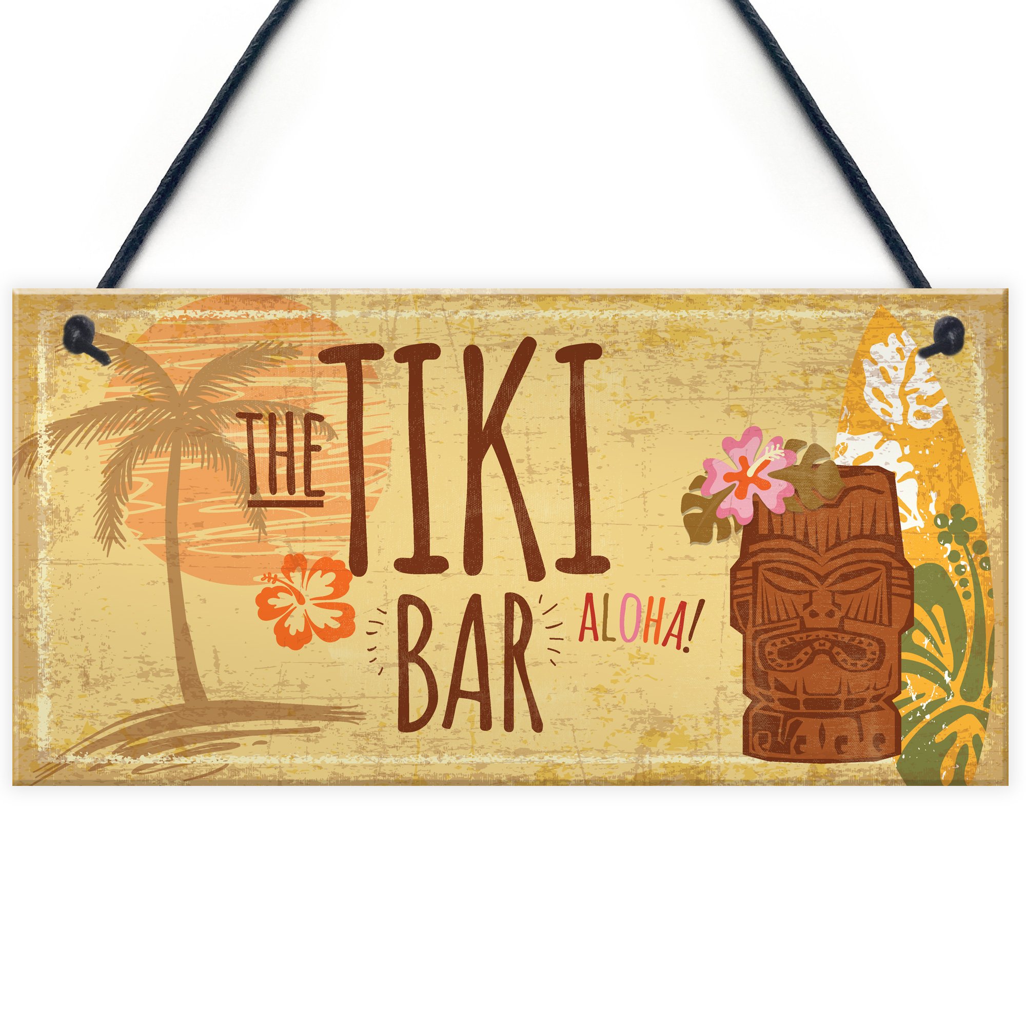 Red Ocean The Tiki Bar Party Hanging Bar Pub Plaque Beer Cocktails Beach Garden Wall Sign Decoration Gift