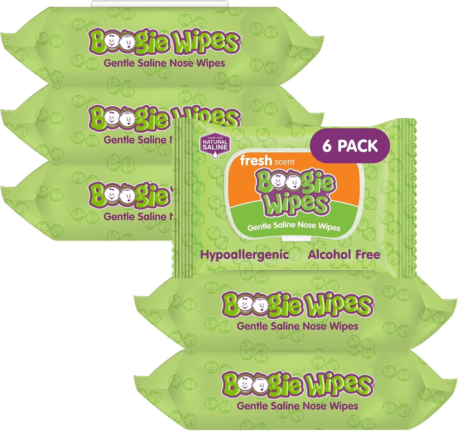 Boogie Wipes Gentle Wet Wipes for Baby & Nose, Made with Vitamin E, Aloe, Chamomile and Natural Saline, Fresh Scent, 30 Count, PACK OF 1