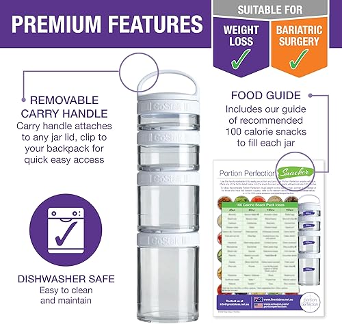 Miniatura 5 de Kit-n-Karry - Contenedores de control de porciones con bolsa incluida, contenedor de porciones de alimentos, recipientes apilables para aperitivos,