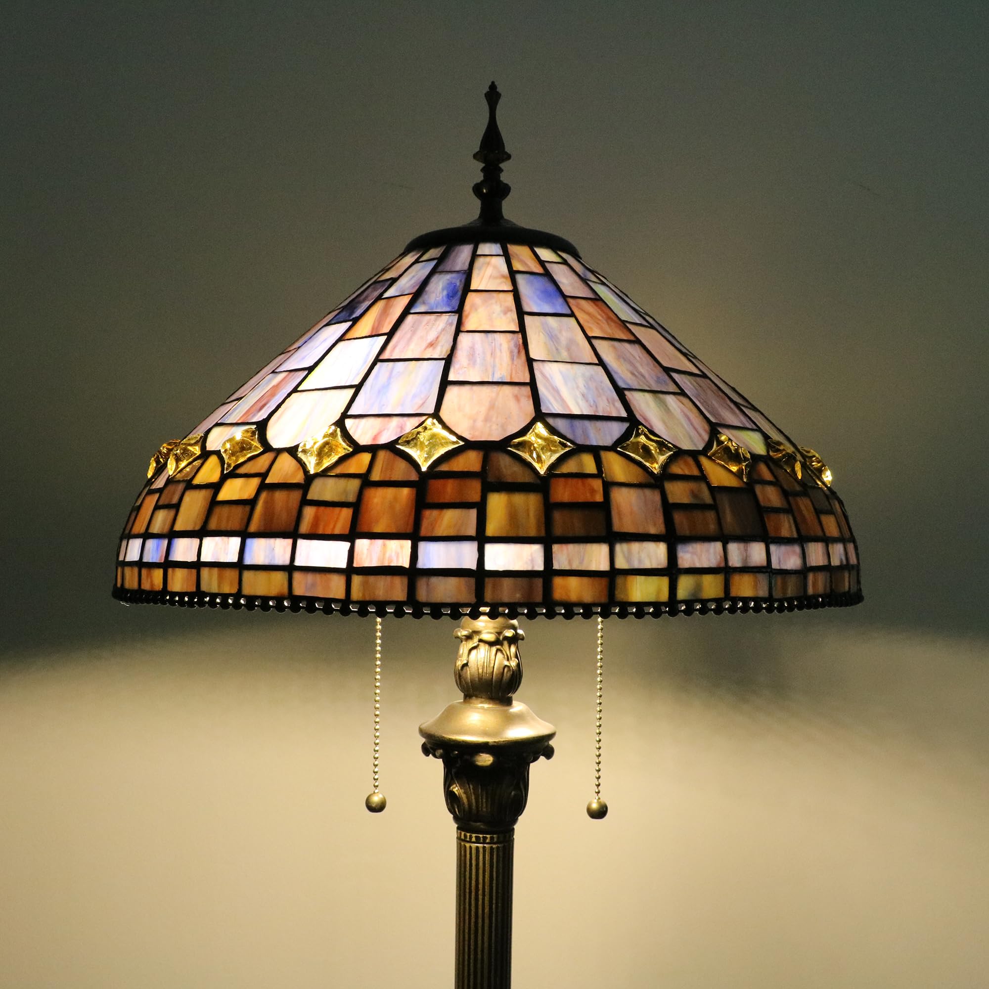 Tiffany Stil Vintage Stehlampe, 16 Zoll Buntglas Lampen für Wohnzimmer, Schlafzimmer Büro Beleuchtung Rustikale Ecke Deco Stehende Hohe Lesung Einzigartige Bronze Leseecke Lampe