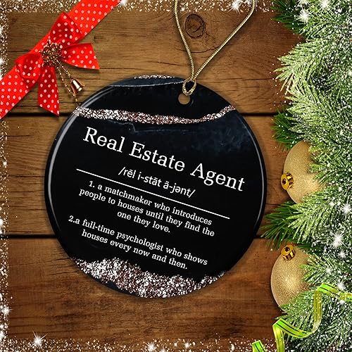 Miniatura 2 de Adornos de cerámica de Navidad con definición de agente inmobiliario, adorno de agente inmobiliario, el mejor regalo de agente inmobiliario, Feliz