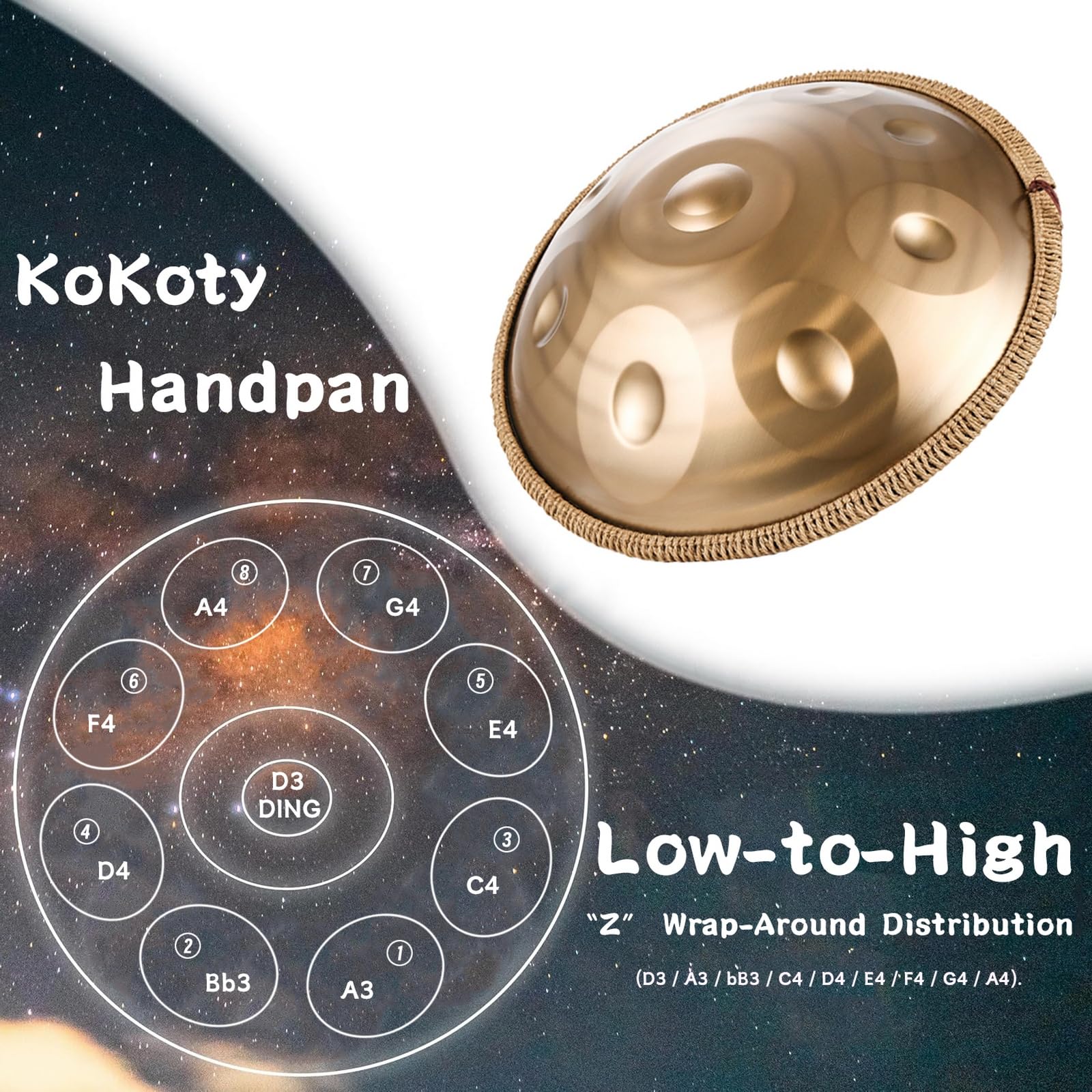 Amazon | ハンドパン 9音/10音/12音 楽器 KoKoty Handpan Drum ニ短調