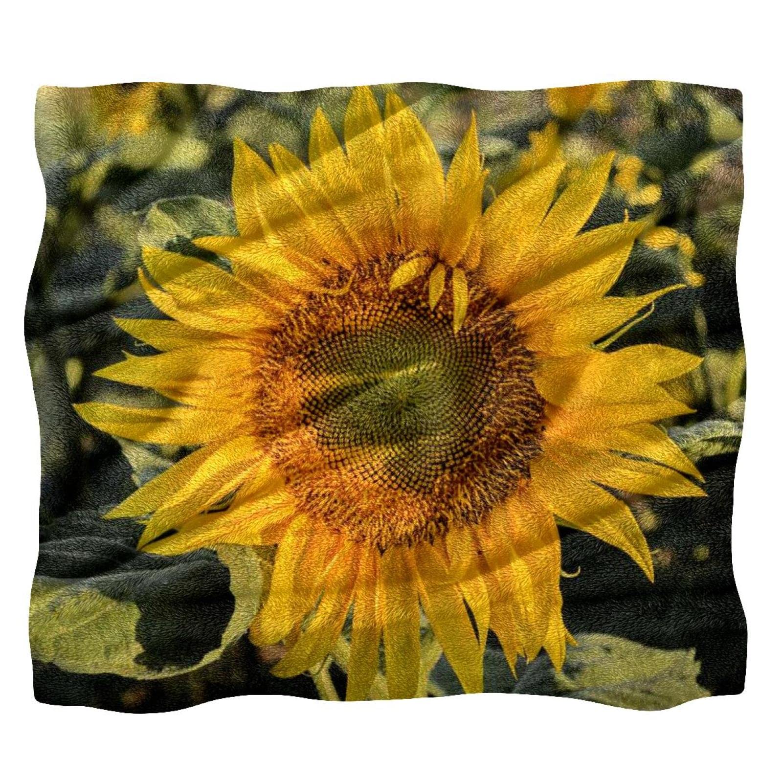 Coperta in pile per divano, divano o letto, con fiori gialli