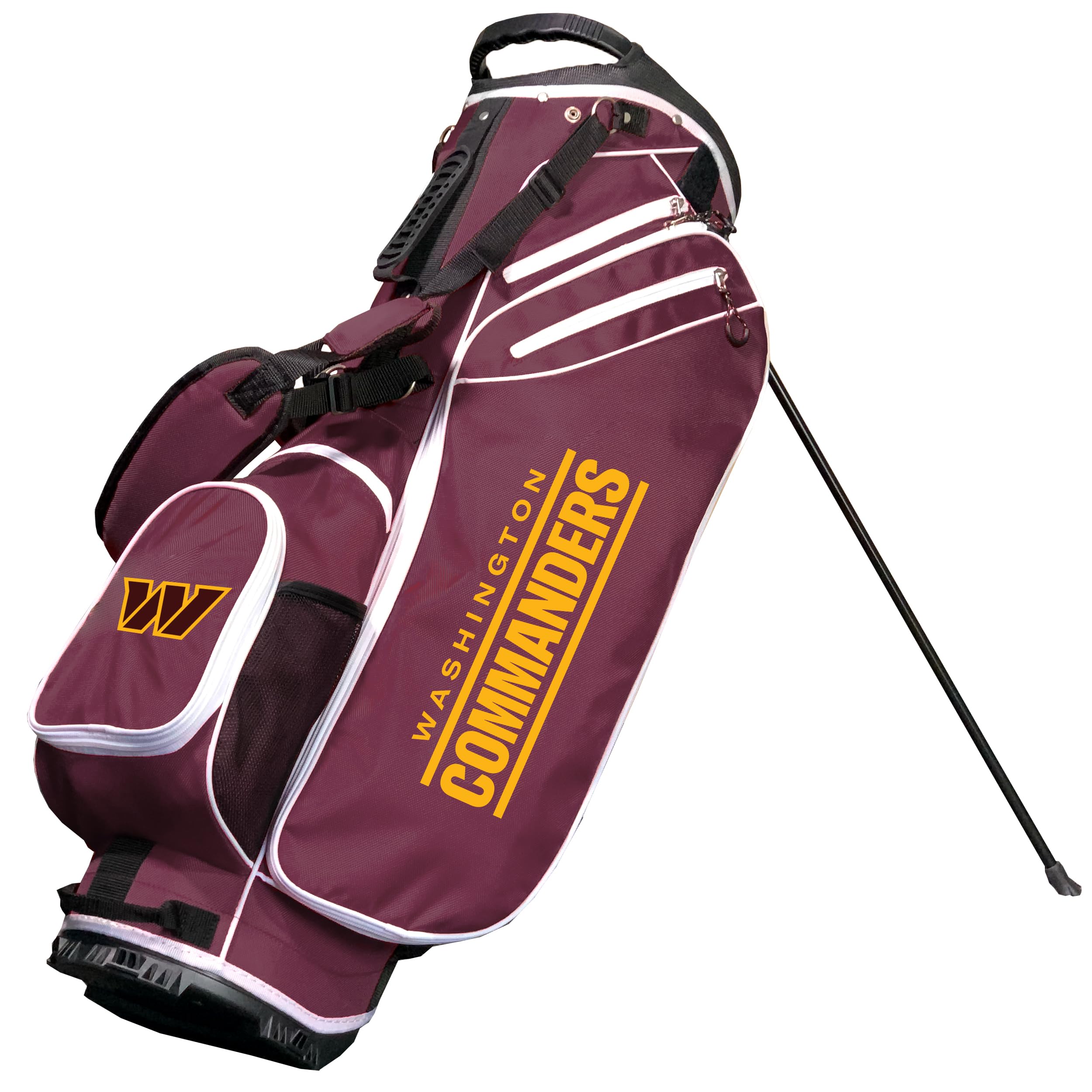 Team Golf NFL Washington Commanders Birdie Golf Stand Bag, Lightweight, 14-Way Club Divider, Spring Action Stand, Insulated Cooler Pocket, Velcro Glove and Umbrella Holder & Padded Handles