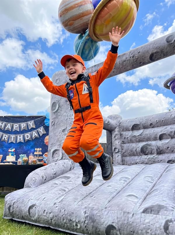 Nuehoryu Kids Astronaut Costume NASA Space Outfit for Boys Girls Halloween Dress up (Orange, 3-4 Years) by Nuehoryu - Used condition - Image 4