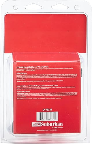 Miniatura 3 de Suburban LP-PT15F Tuerca Acme tipo coleta de 15 pulgadas con destello invertido de 14 pulgadas para una transferencia segura y fácil de gas propano