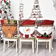 WYSRJ DCQRY 6 peças capa traseira de cadeira de Natal para sala de jantar, capa de cadeira de jantar de Papai Noel, boneco de neve, rena de Natal, capa de cadeira para cozinha, hotel, decoração de festa