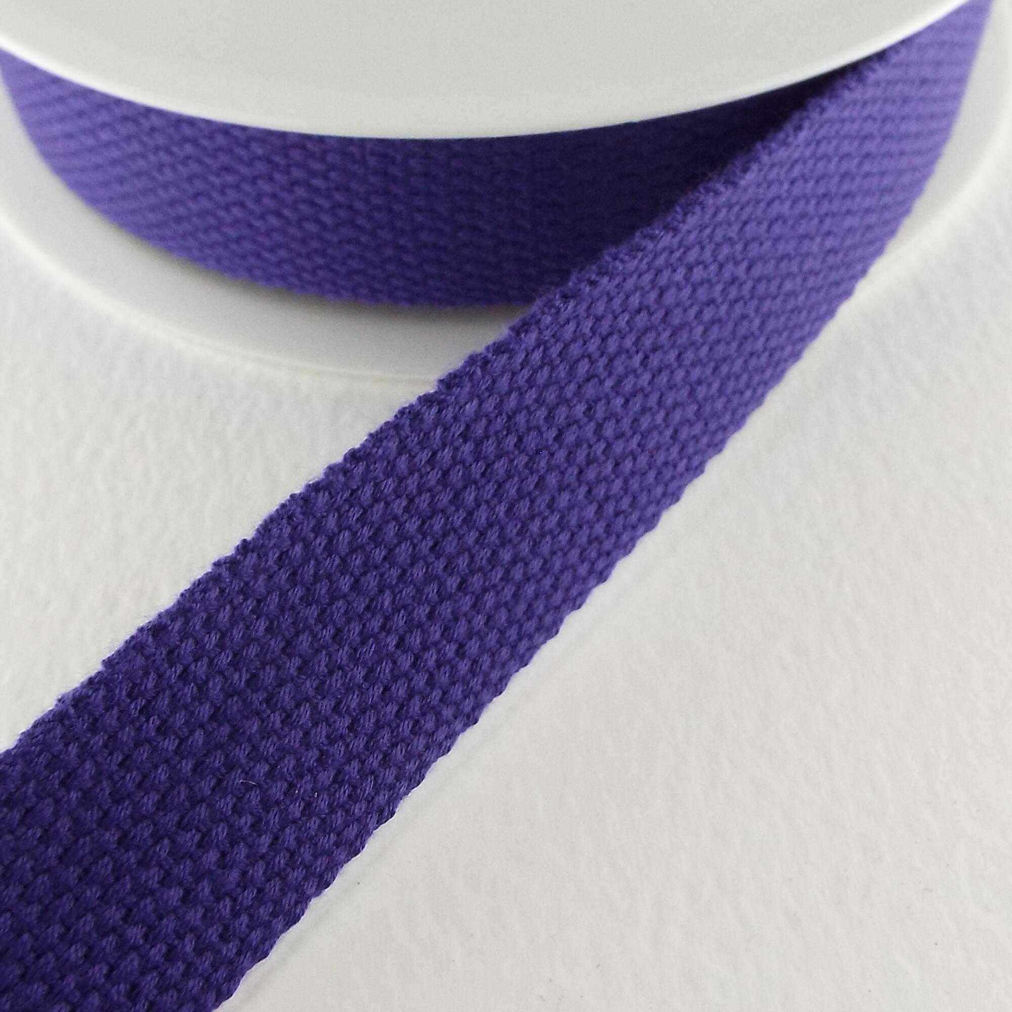 Cotton Mix Webbing 25mm Wide Bag Strap Handle Lanyard Fabric Belt 34 Colour 771D, 106 Dark Purple, 2 Metres