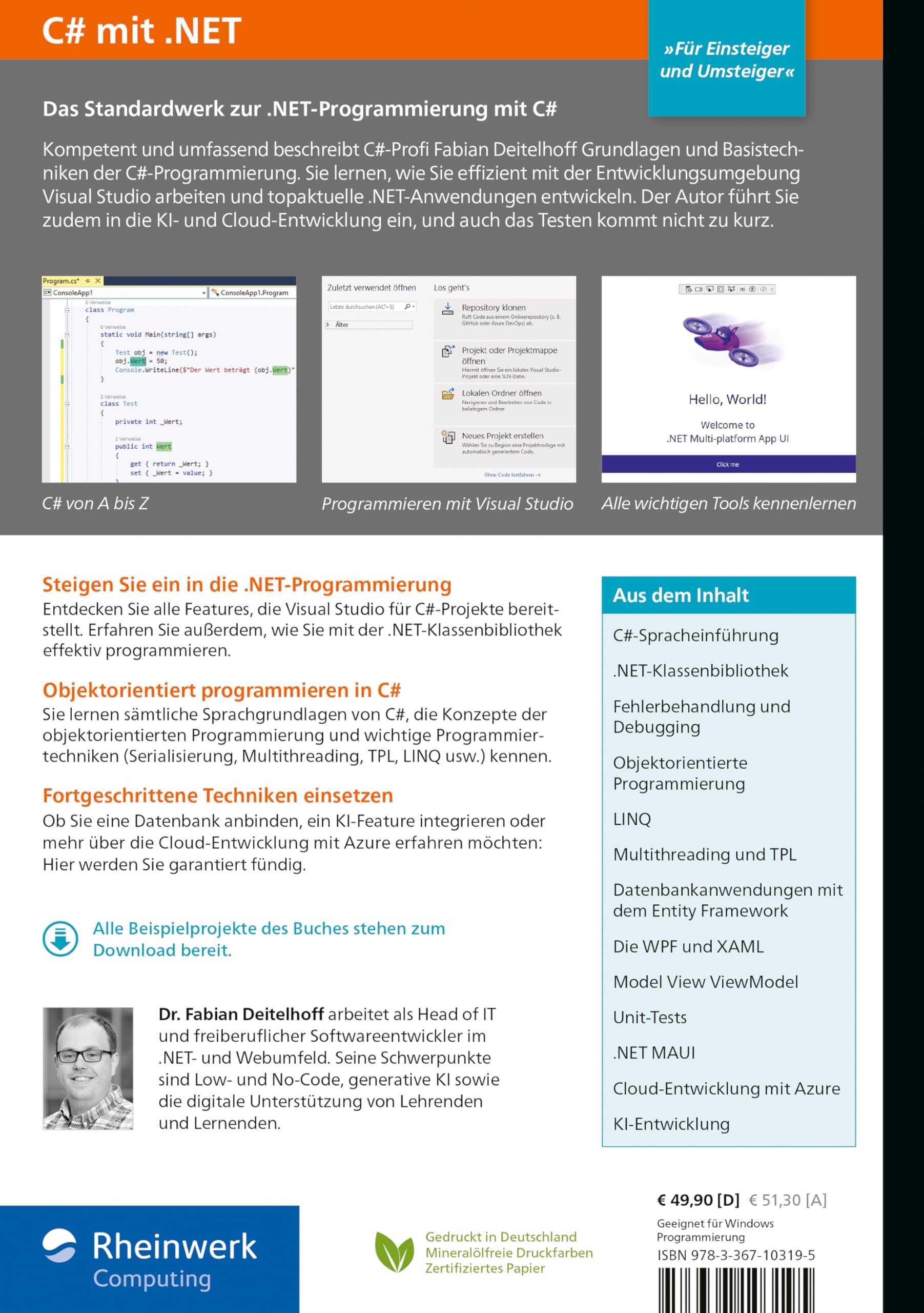 C# mit .NET: Das umfassende Handbuch zu Sprachgrundlagen, Programmiertechniken und .NET-Technologien
