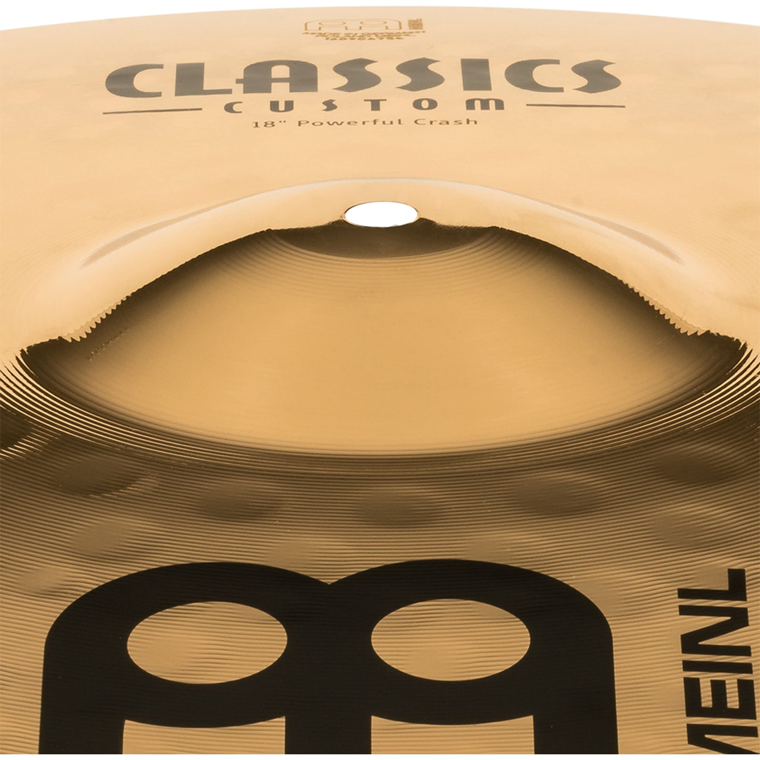 Meinl Cymbals Classics Custom Brilliant Piatto Powerful Crash 18 pollici (45,72cm) per Batteria - Bronzo B12, Finitura Brillante, Prodotto in Germania (CC18PC-B)