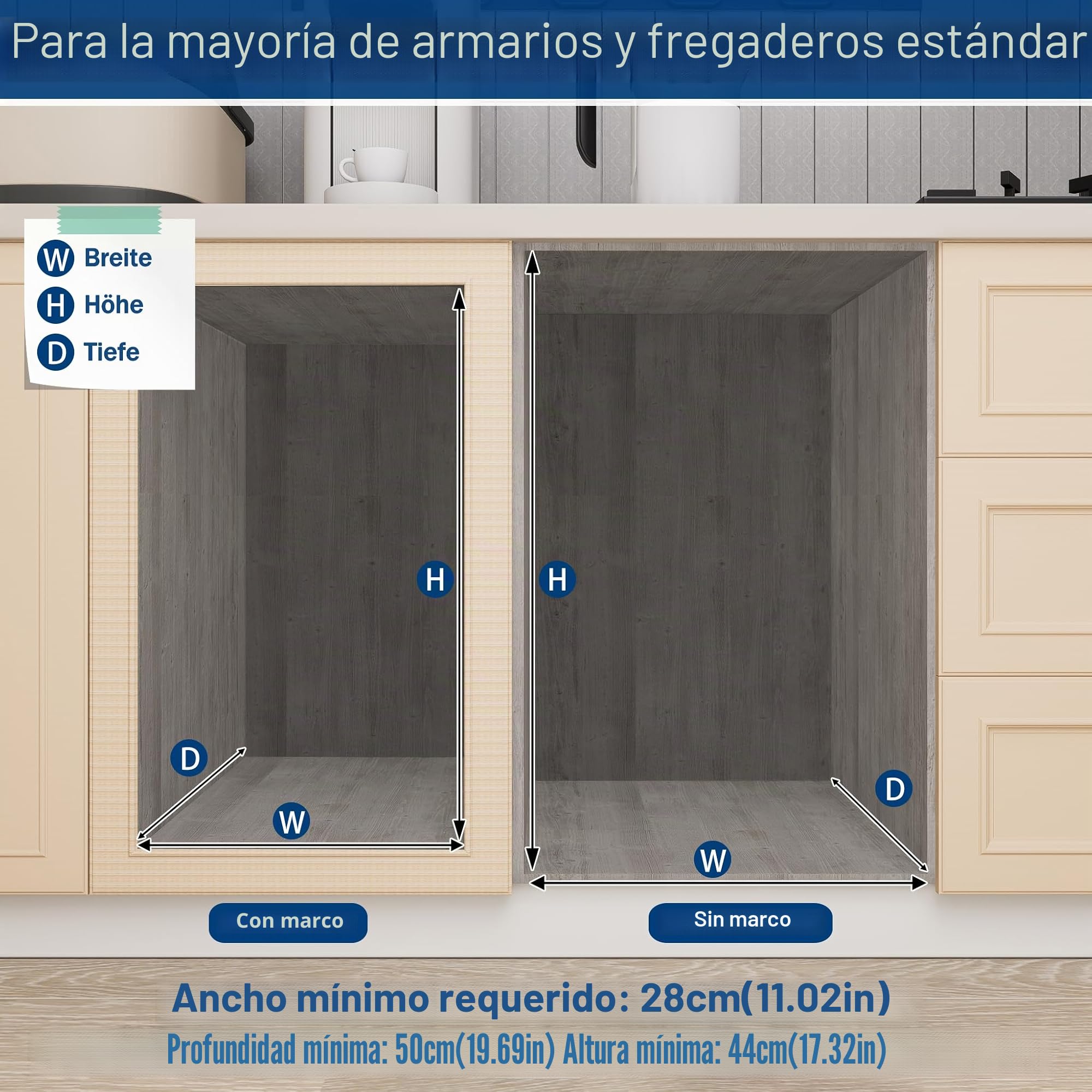 Froadp Basurero de Cocina Integrado, Cubo de Basura Extensible, 2 Compartimentos, Sistema de Separación de Basura, Salida Completa con Guías Telescópicas 48 x 26 x 41,8 cm - 1x20L+1X10L