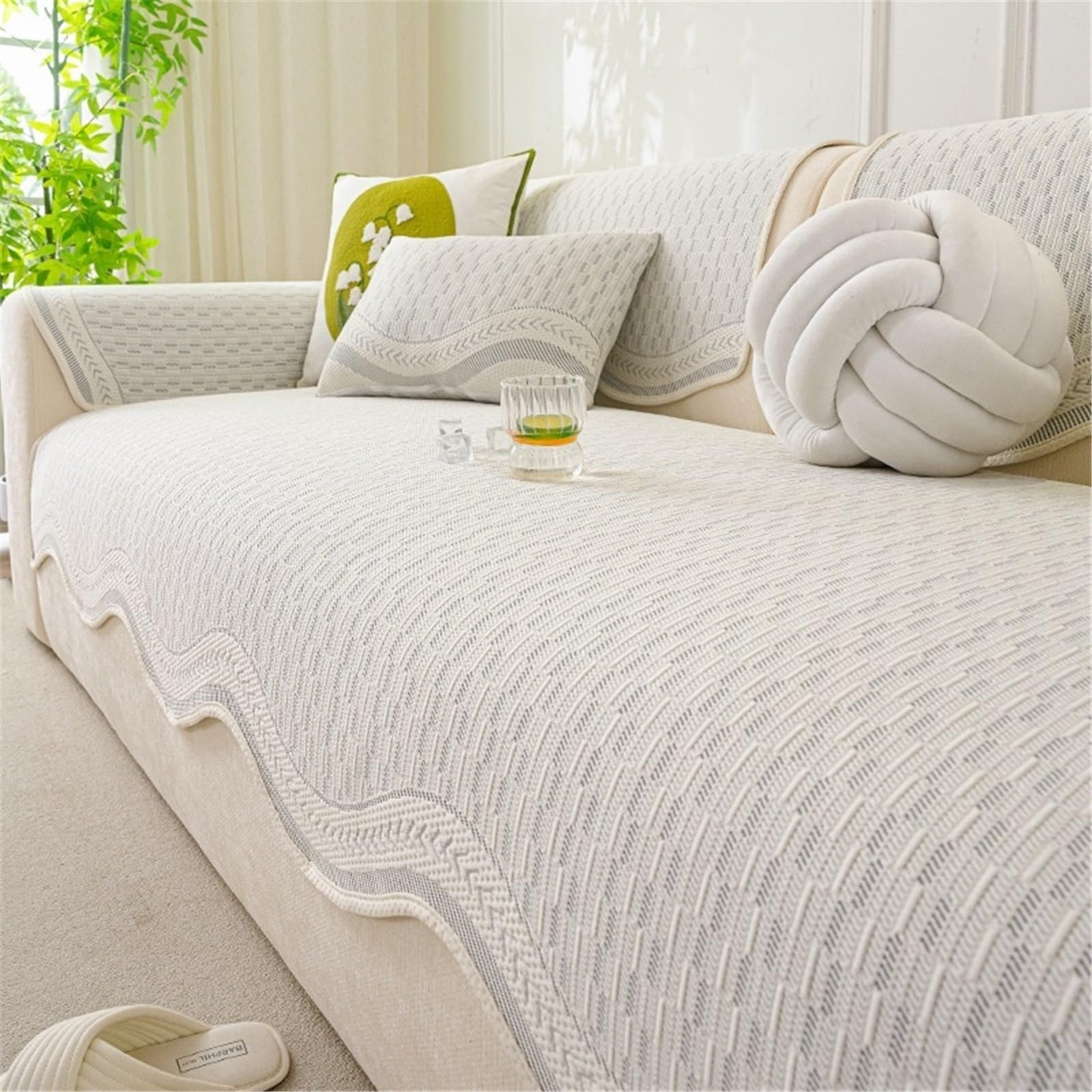 AWSQ23 Ice Silk Non-Slip Sofa Cover(Light Gray,70 * 70cm)