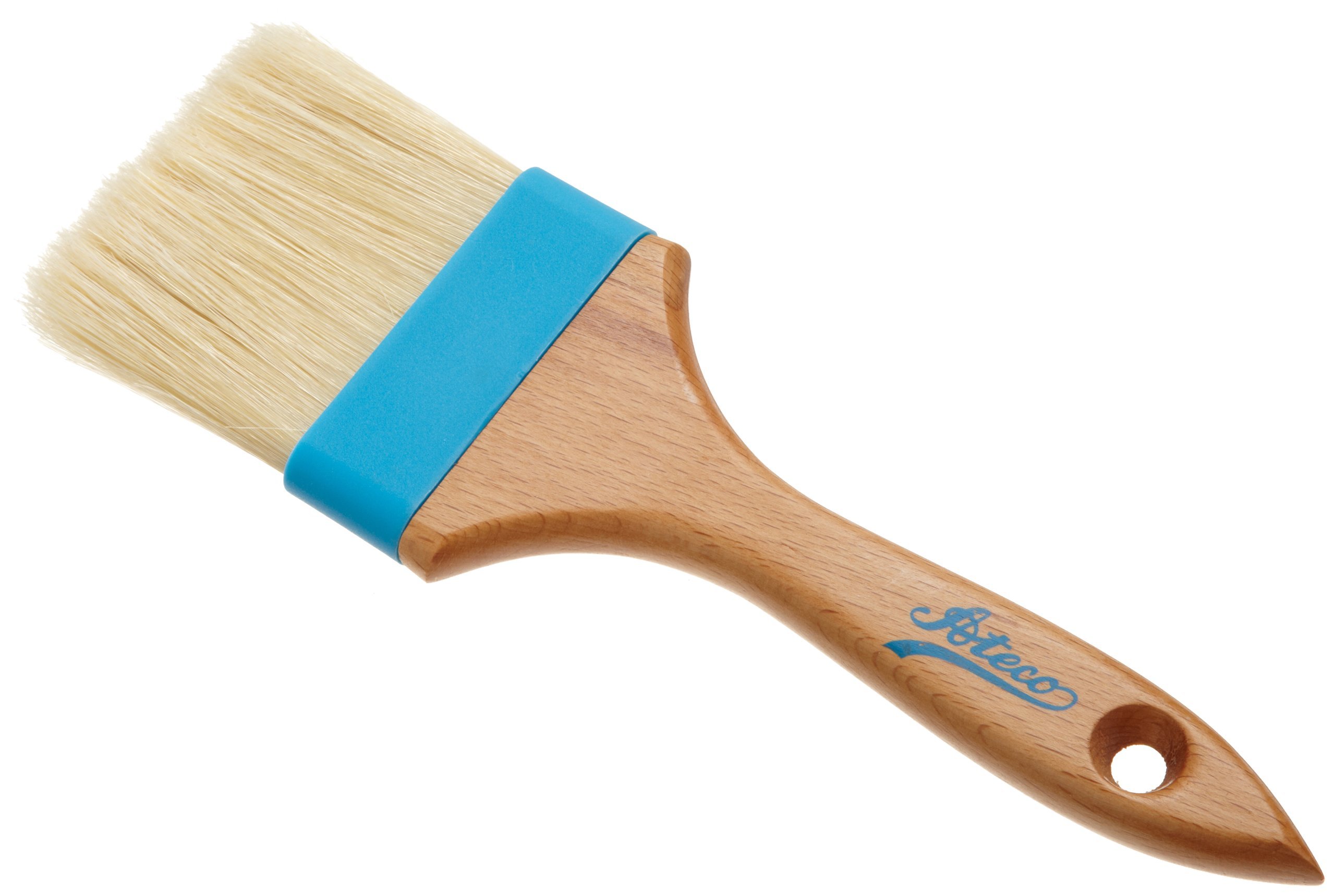 Ateco Backpinsel, 7,6 cm breiter Kopf mit natürlichen weißen Wildschweinborsten, Verbundzwinge und Holzgriff