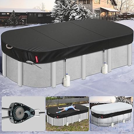 [2024 Upgrade Super Windproof] 12x20FT Oval Above Ground Pool Cover