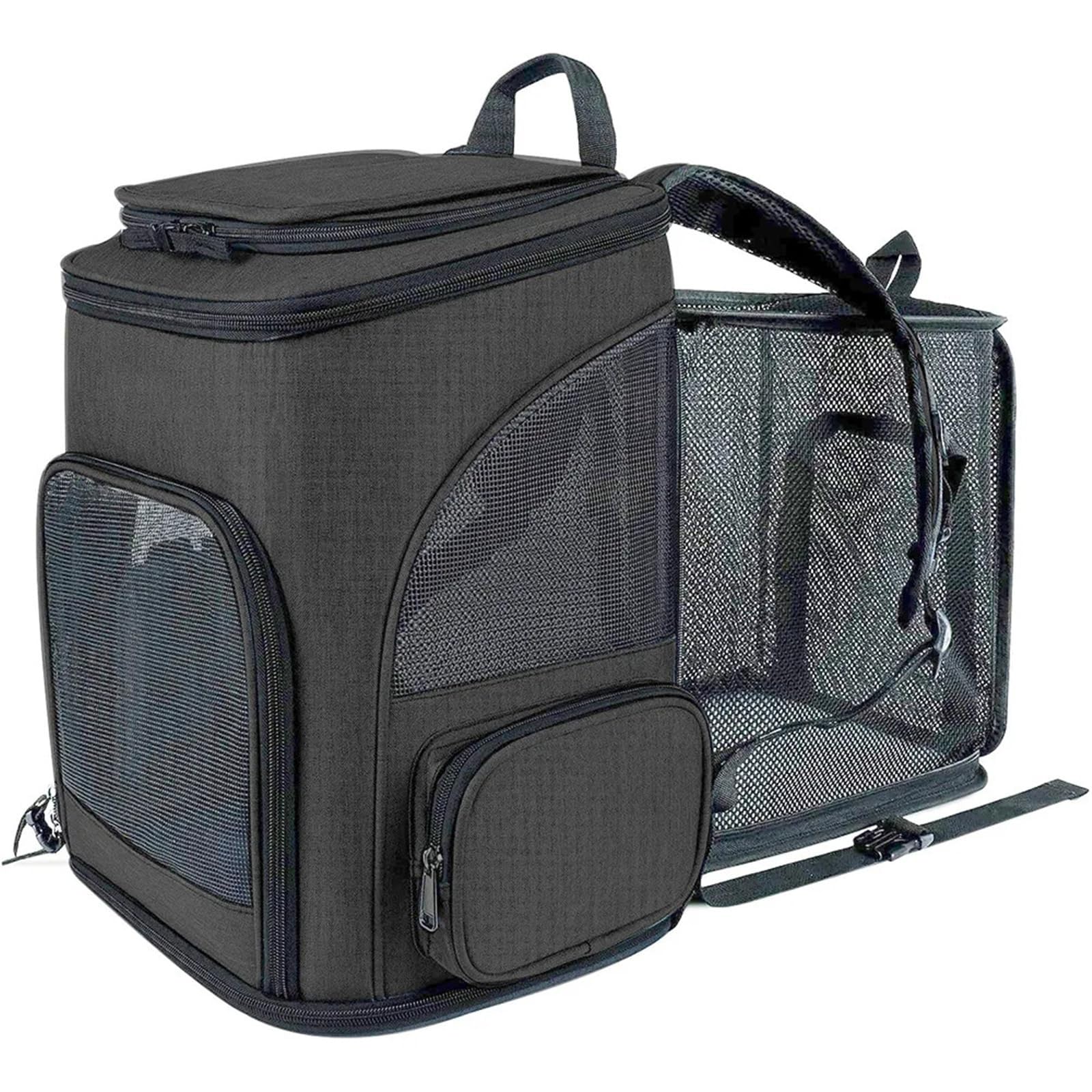 Transportador convertible para asientos de coche para perros y cama de viaje, base antideslizante, anillos de cinturón, bolsillo de almacenamiento con correa reforzada para transportar mascotas