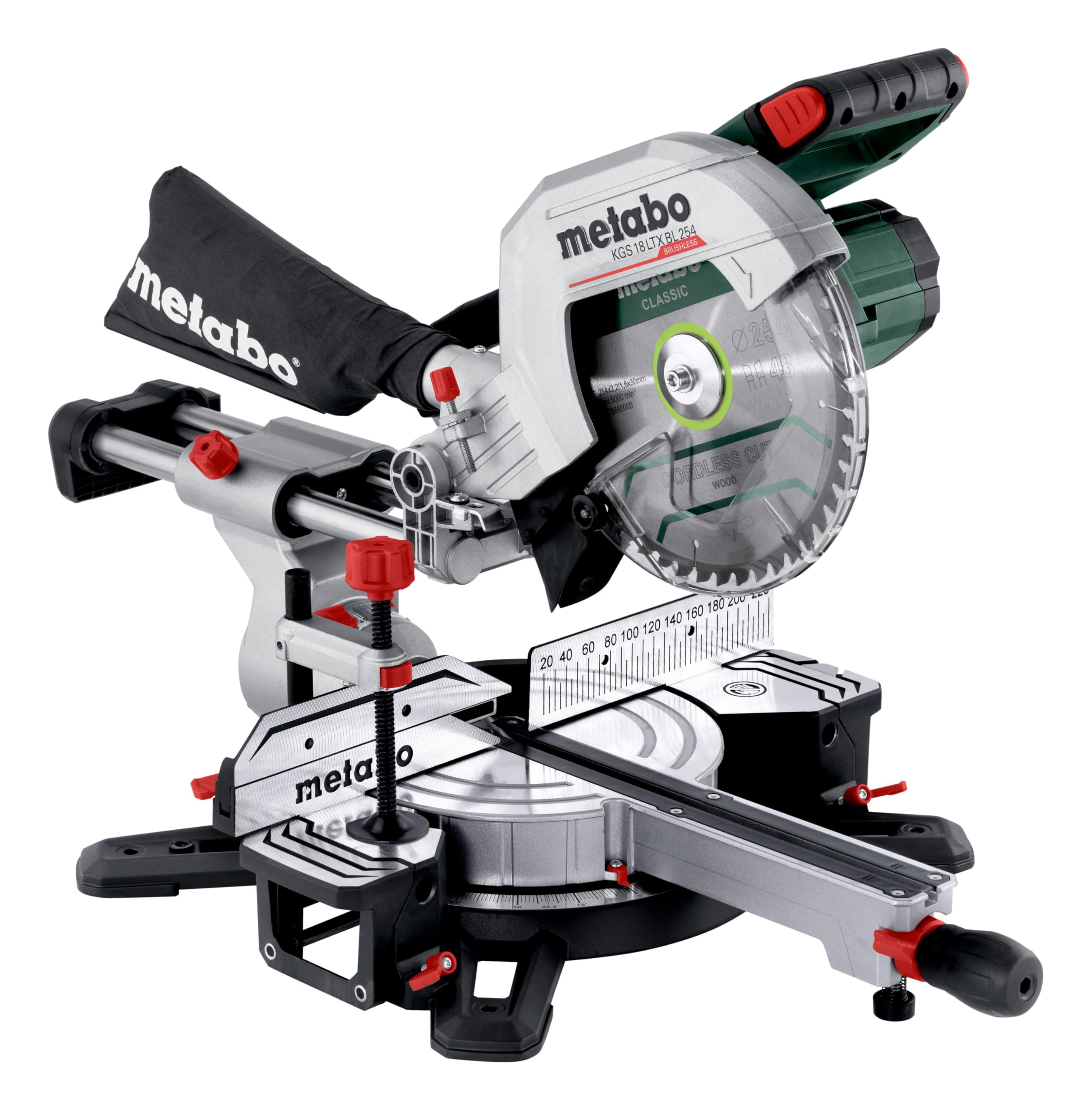 metabo Akku-Kappsäge KGS 18 LTX BL 254-18 V, 254 mm Sägeblatt, 4000/min Leerlaufdrehzahl - Brushless Motor, Präzisions-Schnittlinie, große Schnittkapazität, robuste Bauweise - Für Holz und Metall