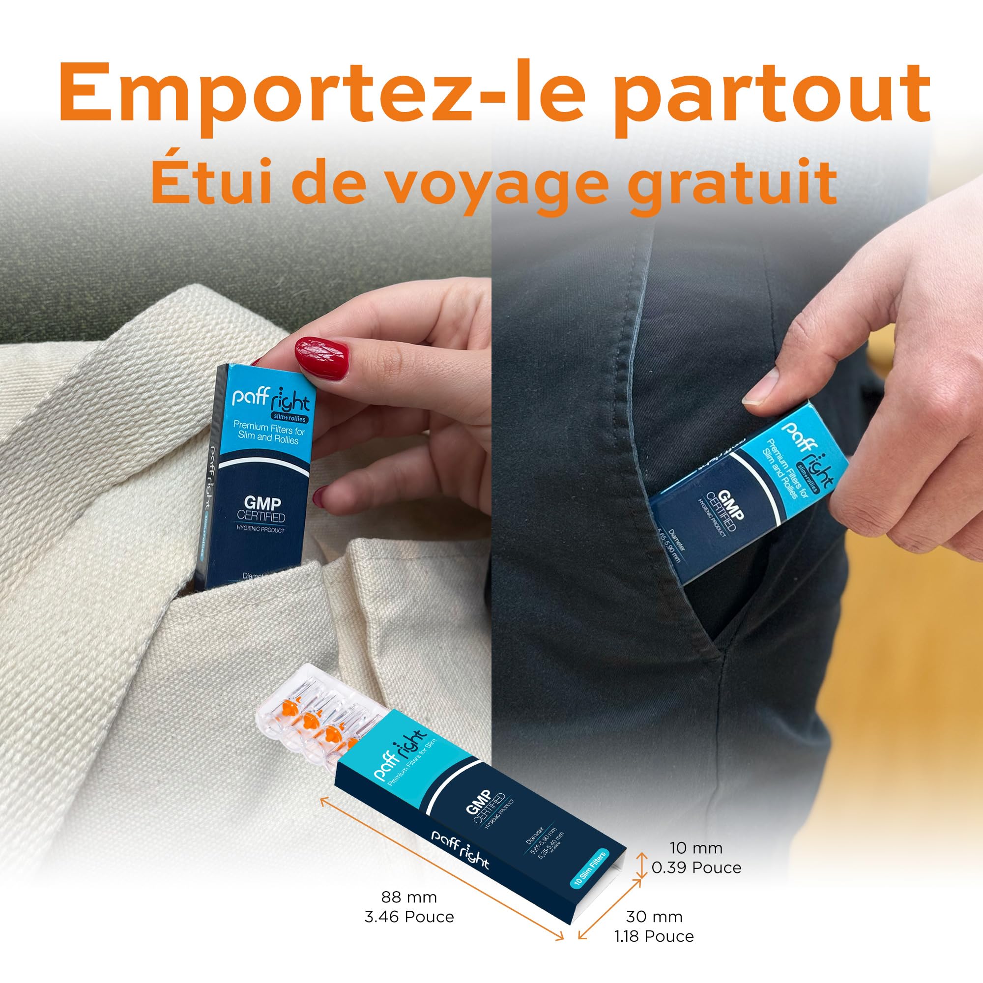 Paffright Slim 540+60, pour Tailles Rouler et Slim et Roll-ups Size, 540+60 par Paquet, Filtre Anti Goudron, Embout Cigarette Tabac, 5-6 mm