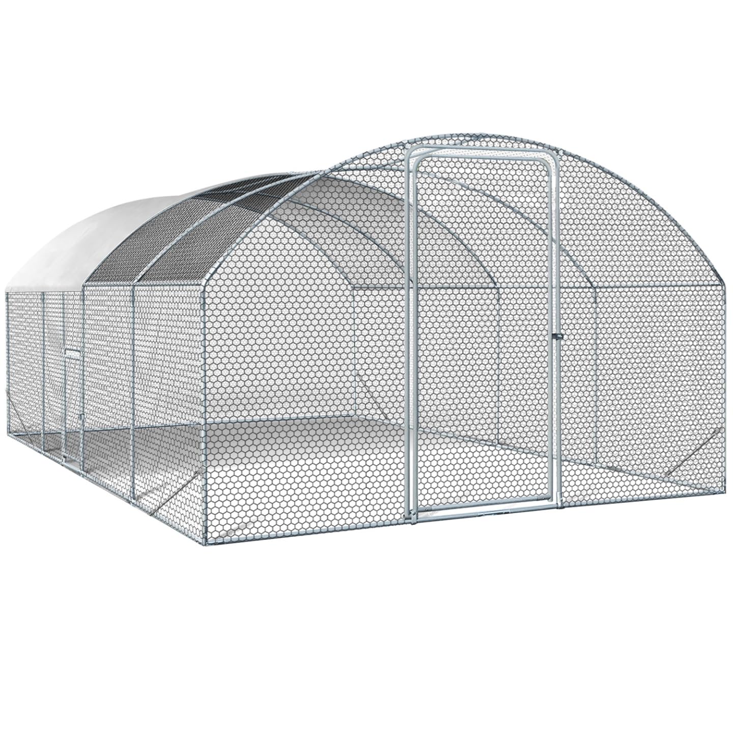 IDMarket - Enclos poulailler dôme 15 m² Parc grillagé 3x5 M avec Porte latérale