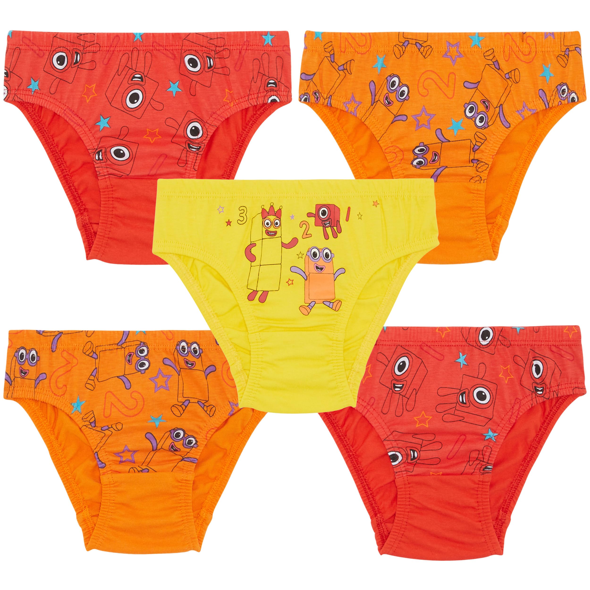 Numberblocks Confezione da cinque slip in 100% cotone