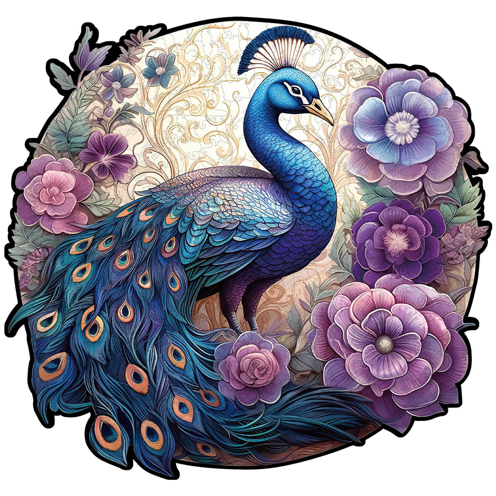 Wooden Puzzles for Adults, Beautiful Peacock Unique Shape Advanced Animal Wooden Puzzle, 585pcs, Wooden Jigsaw Puzzles, Creative Gift for Adults and Kids, Wooden Puzzles 14.4x13.8 Inch
