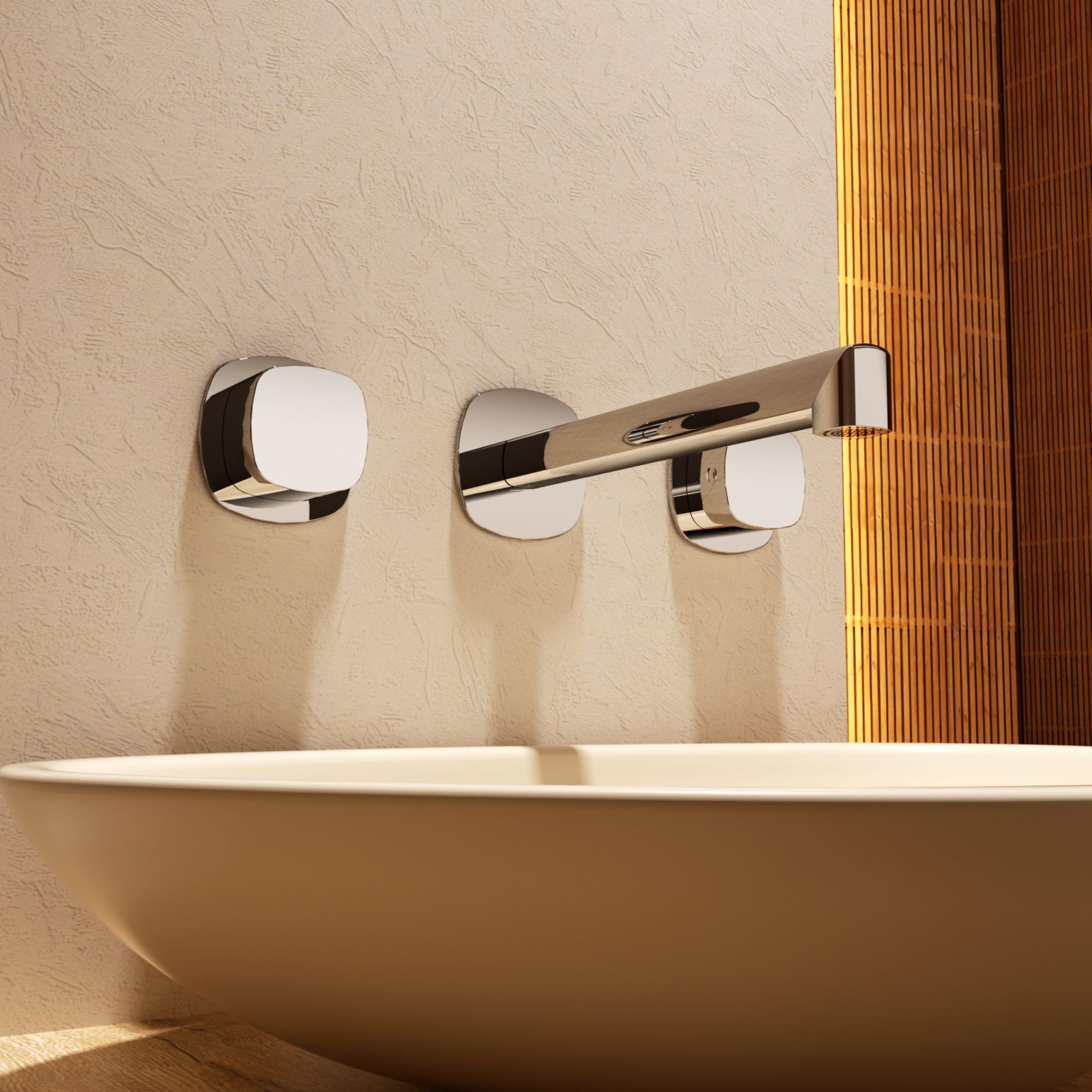 IMEX - Grifo Lavabo Empotrado Níquel Cepillado | Grifo de Lavabo Bimando Pared Mezclador Agua Fría y Caliente | Grifería en Latón con Cartucho Cerámico Ø35mm | Serie Toscana