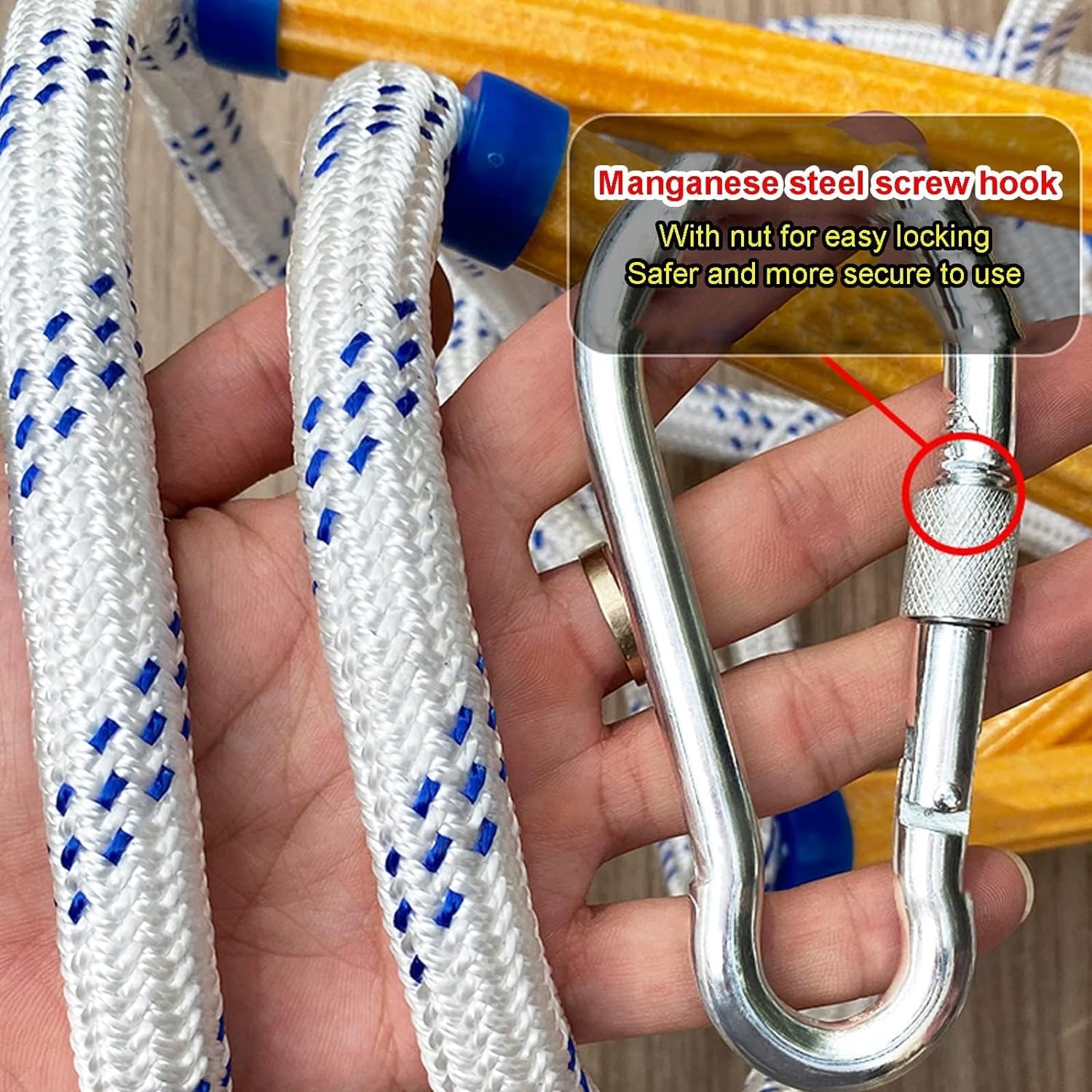 Échelle de corde d'évacuation incendie de 30 m - Échelle de sécurité de 30 m pour des évacuations rapides en haute altitude, solution d'urgence facile à utiliser pour les maisons et les bure