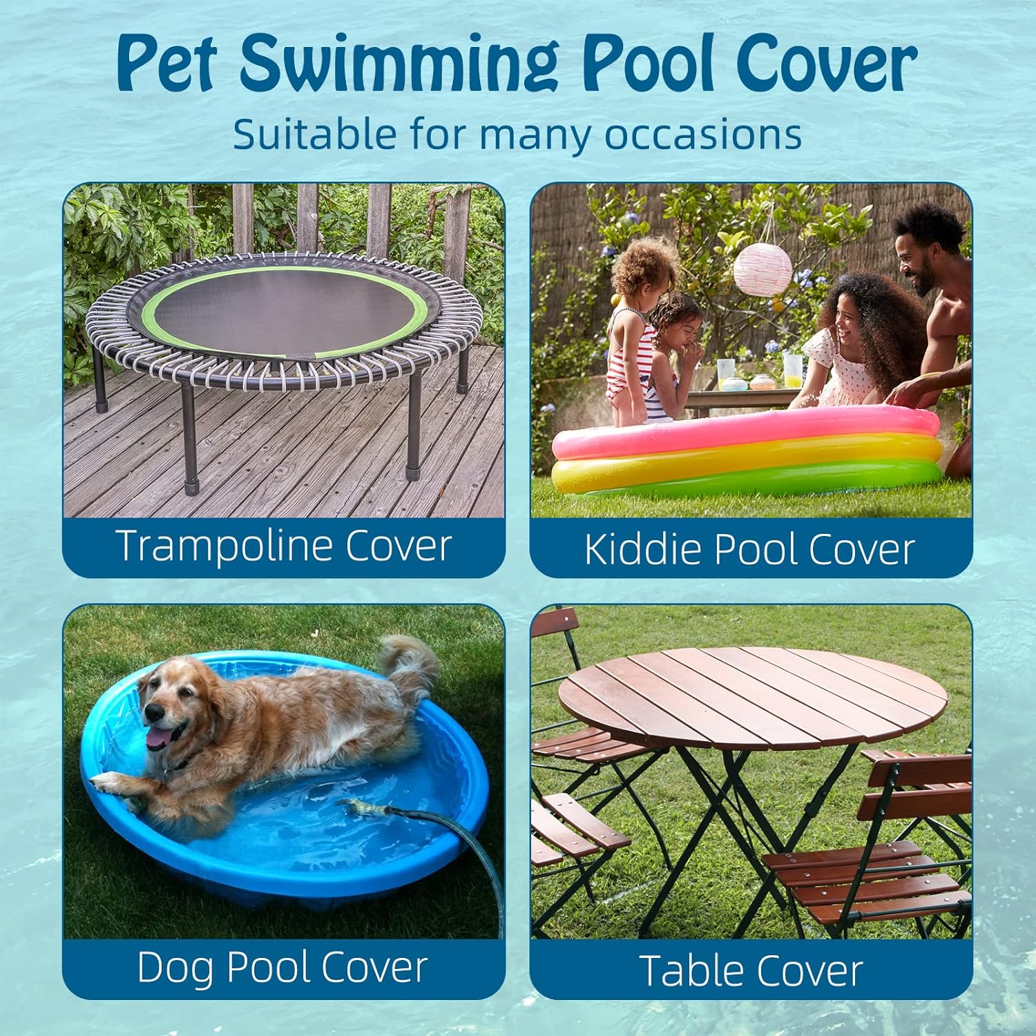 Rypet 79 inch Pet Pool Cover Foldable Round Dog Swimming Pool Covers Kiddie Pool Cover,Leak Proof Washable Kiddies Pet Small Paddling Bath Accessories for Dog Kiddie Pool Bathing Tub