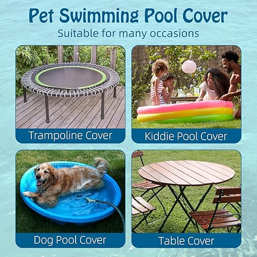 Miniatura 6 de Rypet Cubierta de piscina para mascotas de 79 pulgadas, plegable, redonda, cubierta de piscina para niños, a prueba de fugas, lavable, accesorios de