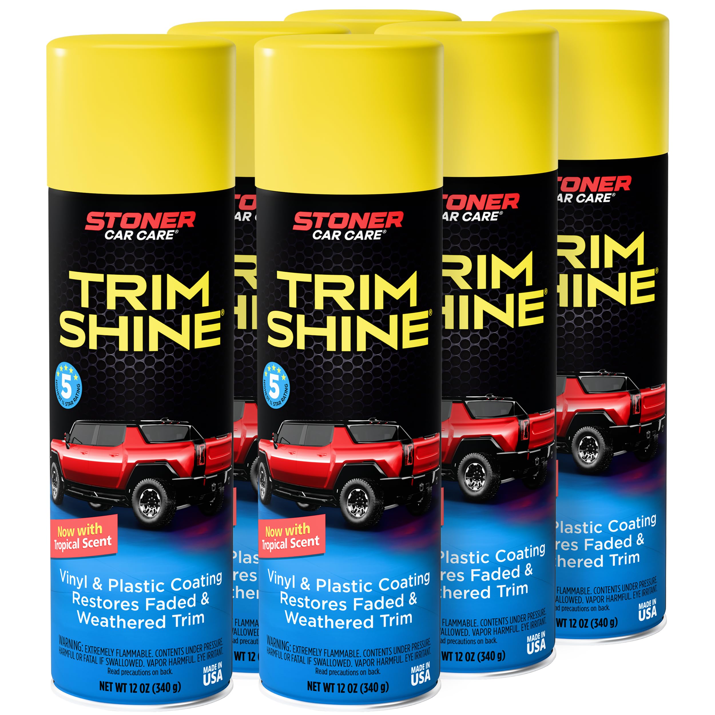 Stoner Car Care 91034-6PK Trim Shine – Black Trim and Plastic Restorer for Cars – Vinyl and Plastic Trim Protectant Coating for Interior and Exterior Use – Fast-Drying No Sling – 12 oz (Pack of 6)
