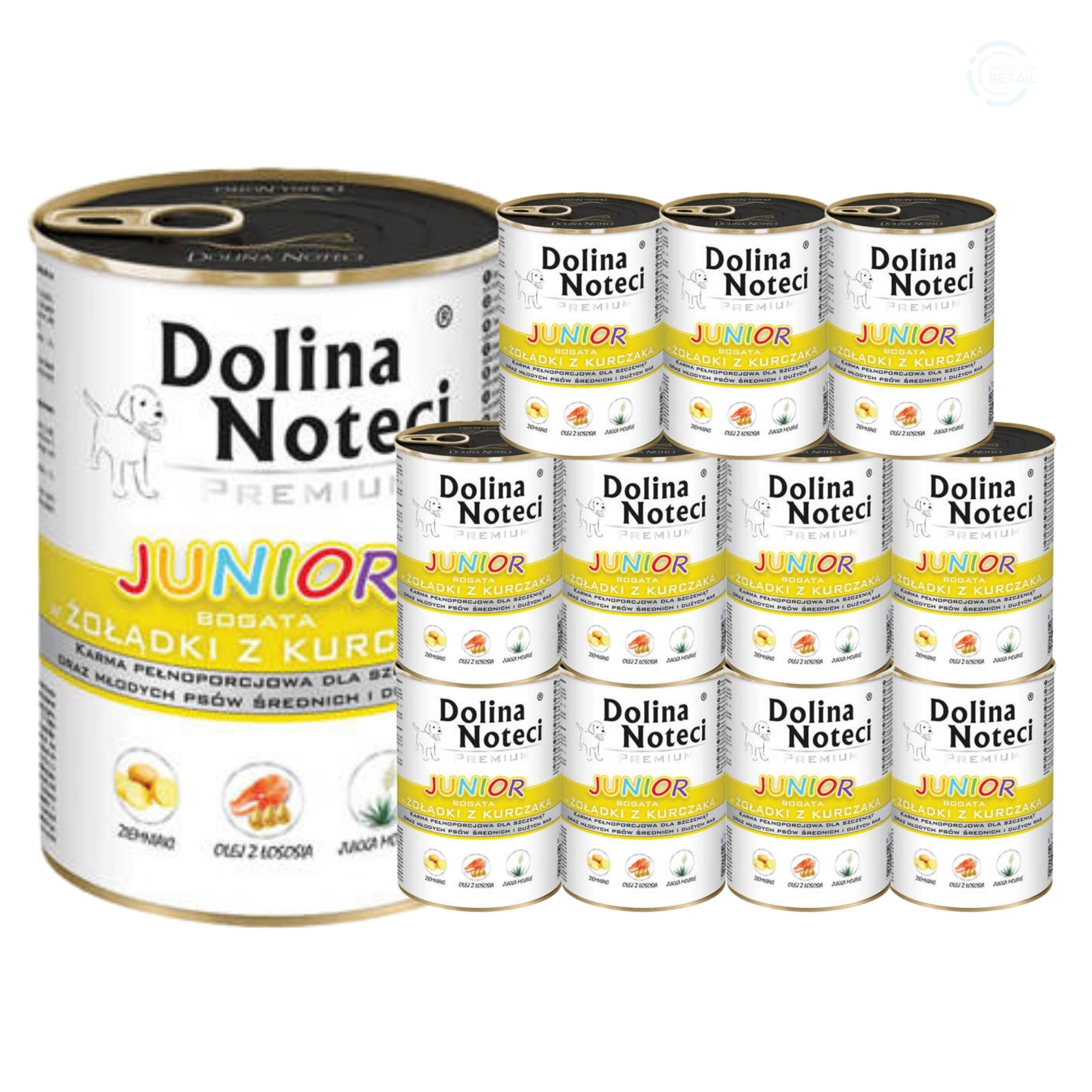 Dolina Noteci Premium Give Your Puppy the Best Start with Junior Wet Dog Food Loaded with Nutrients, Essential Proteins & Pure Natural Goodness! (Chicken Gizzards, 12x400g)