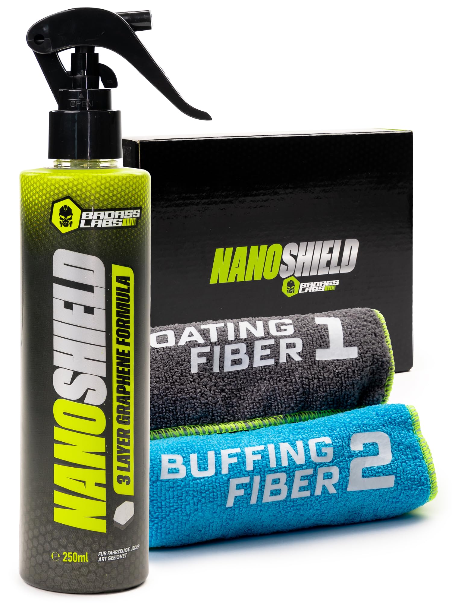 Nano Shield Spray Auto Politur Set - Graphen Keramikversiegelung Auto - Starker Schutz vor Korrosion, Salz, Kratzern - Wasserabweisendes Autowachs + UV-Schutz - Für alle Fahrzeugtypen
