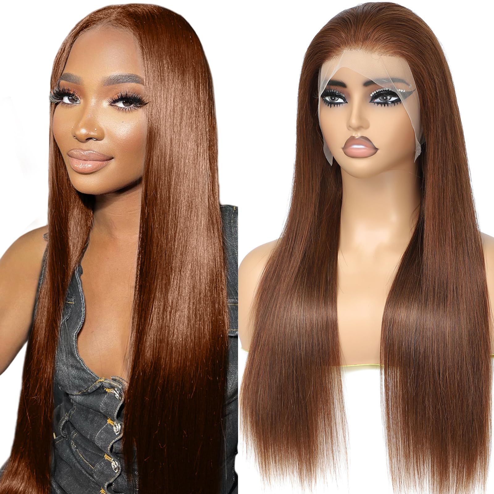 Light Brown Wigs for Women Human Hair Glueless Human Hair Wig 5x6 Pre Cut Lace Front Wigs Human Hair,Body Wave Wear And Go Glueless Wig Pre Plucked Middle Part Lace Frontal Wig 16 Inch
