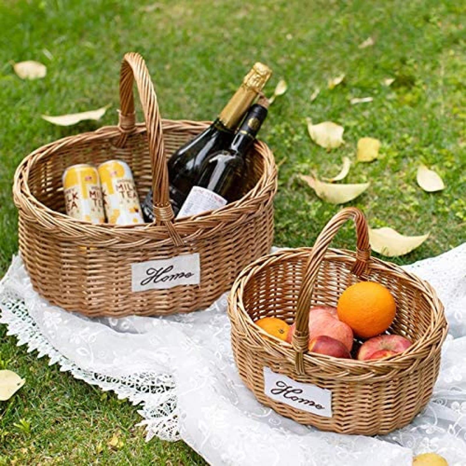 Rieten picknickmand, kleine geweven mand met handvat en voering, paaseieren en snoepmand, handgeweven mand, creatieve opbergmand voor thuis, decoratie Rieten picknickmand, kleine geweven mand met handvat en voering, paaseieren en snoepmand, handgeweven mand, creatieve opbergmand voor thuis, decoratie