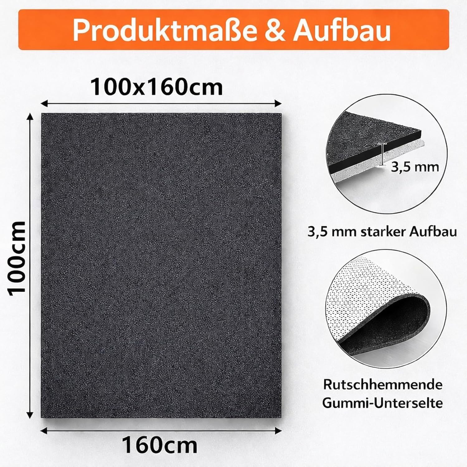 Ölauffangmatte Ölmatte 100x160 cm – Garagenbodenmatte & Bodenschutzmatte mit saugstarkem Faservlies, wasserdichter Gummi-Rückseite, rutschfeste Werkstattmatte für Auto, Motorrad & Garage
