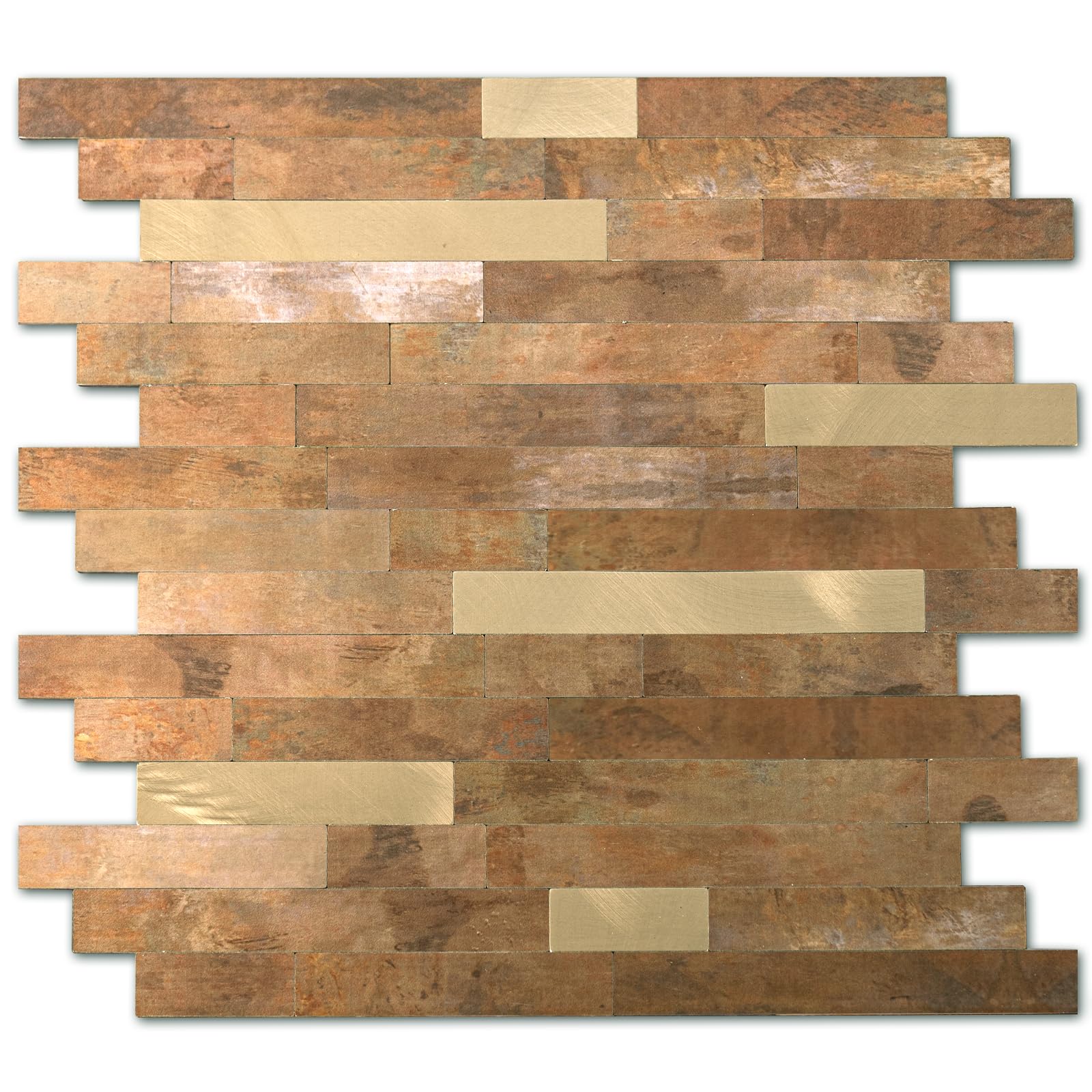 Yipscazo 10 Sheets Peel and Stick Metal Tile Backsplash Copper