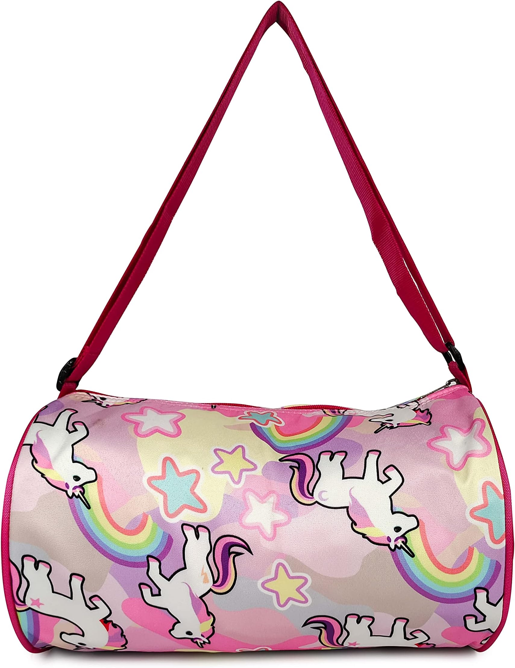 Stylish Unicorn Synthetic Duffle Sports Dance Gymnastics Sports Gym Bag, Kids Travel Bag For Girls (Style 2) Pink - 20.5 Cm