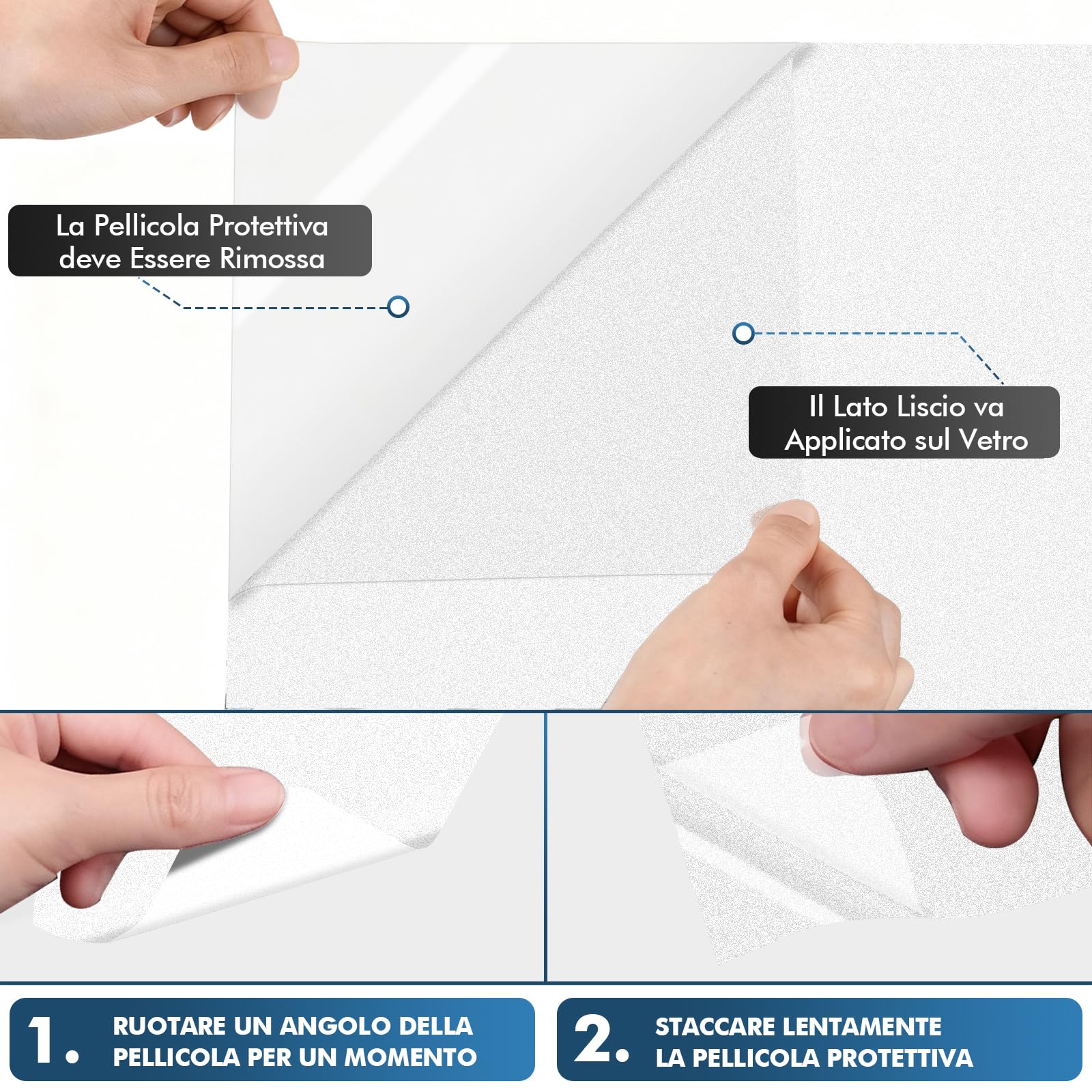 Shinfly Pellicola Vetro Finestra Privacy 60 x 200 cm, Pellicola Finestra Opaca Statica Senza Colla, Bianco Opaco, Pellicola Decorativa Vetro Rimovibile Anti UV per Bagno, Cucina, Ufficio