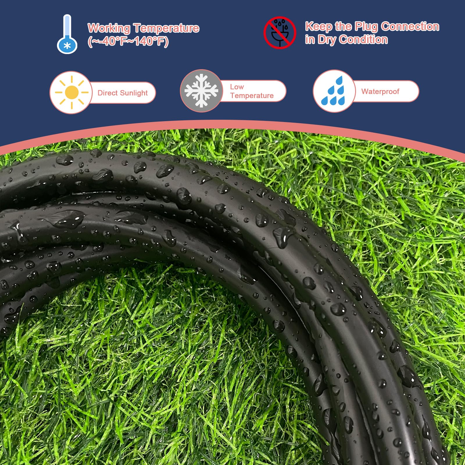 15 Ft Outdoor Extension Cord - 12/3 SJTW Heavy Duty Black Extension Cable with 3 Prong Grounded Plug - Power Cord for Lawn, Garden, Appliances