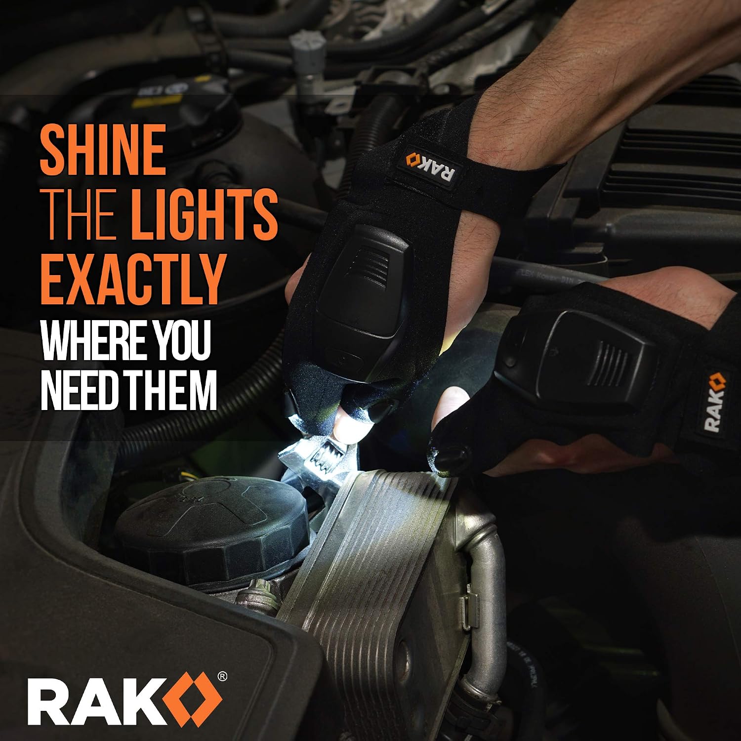 RAK Super Bright LED Flashlight Gloves with AAA Batteries - Birthday Gifts for Men - Dad Gadget Tool for Men, DIY Handyman, Father/Dad, Husband, or Women