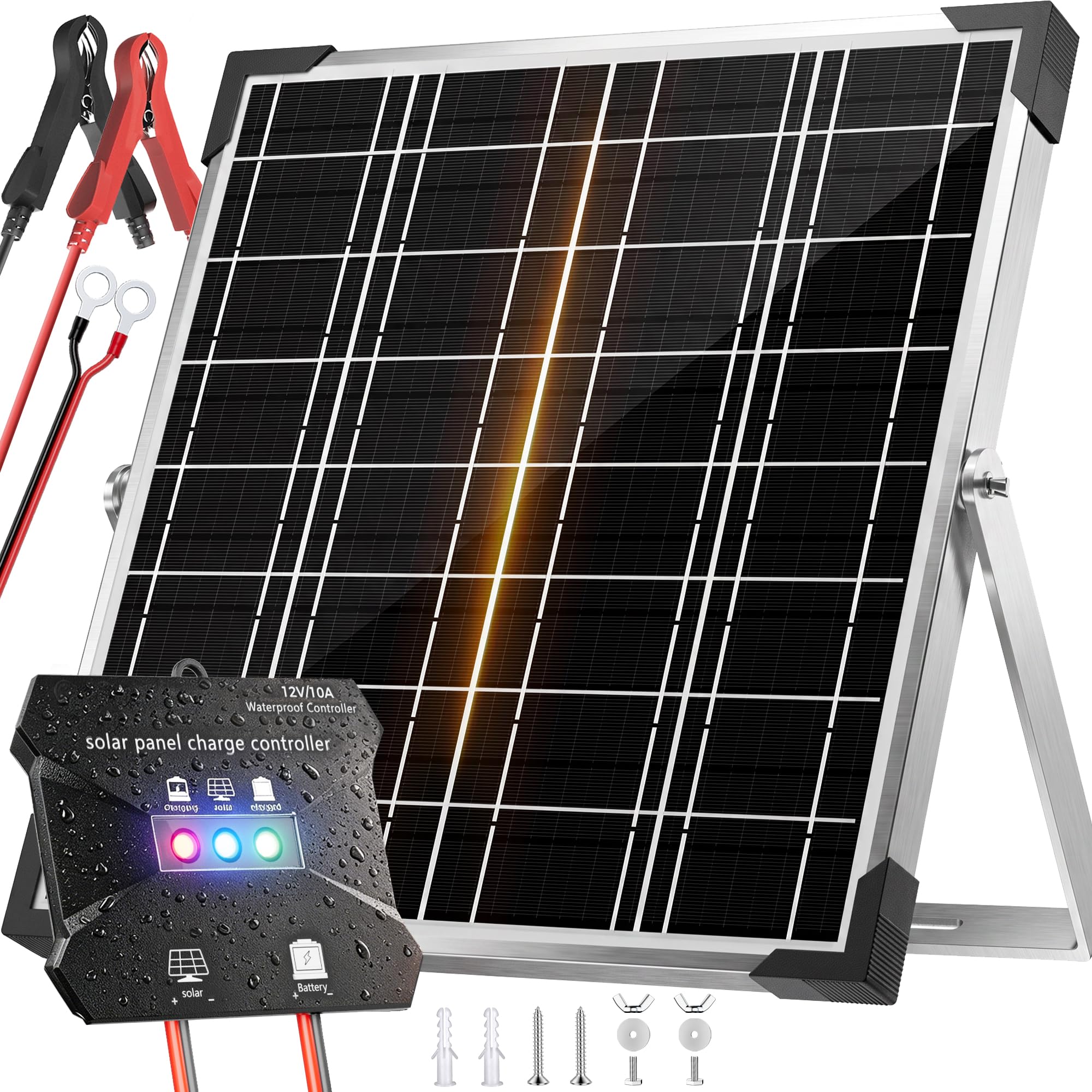 Amazon | Voltset 20W 12V ソーラーパネルキット、単結晶太陽電池