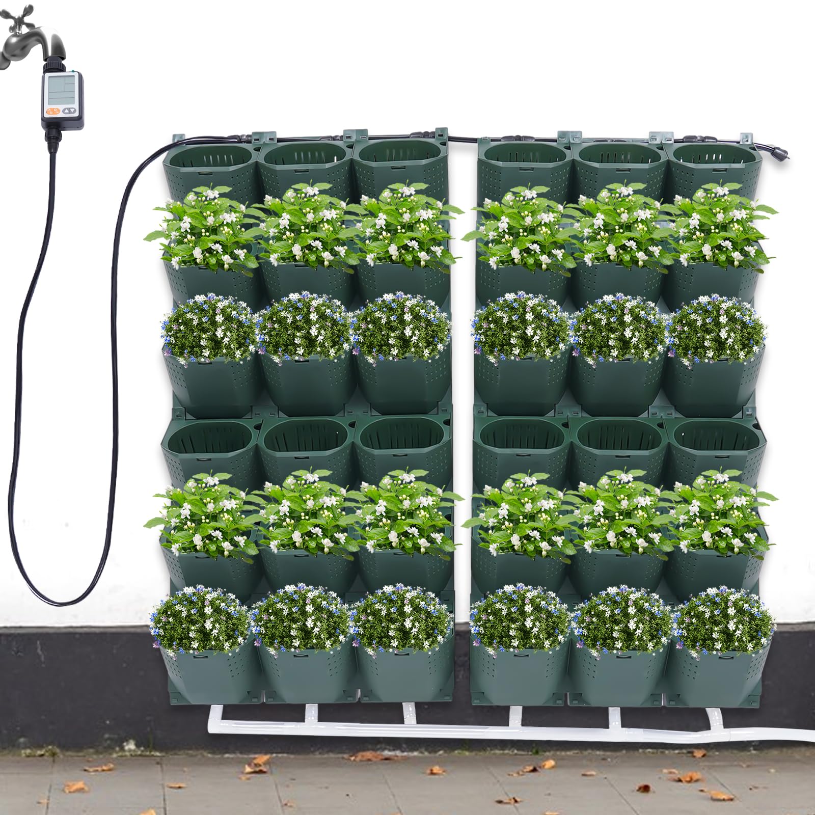 LyeXD Hydroponics Growing System, 36 Wall Mounted Vertical Garden Planter Set Self Watering Wall Plante with Drip Kit &Timer, 36 Self Watering Wall Hanging Planter for Indoor Herbs Fruits