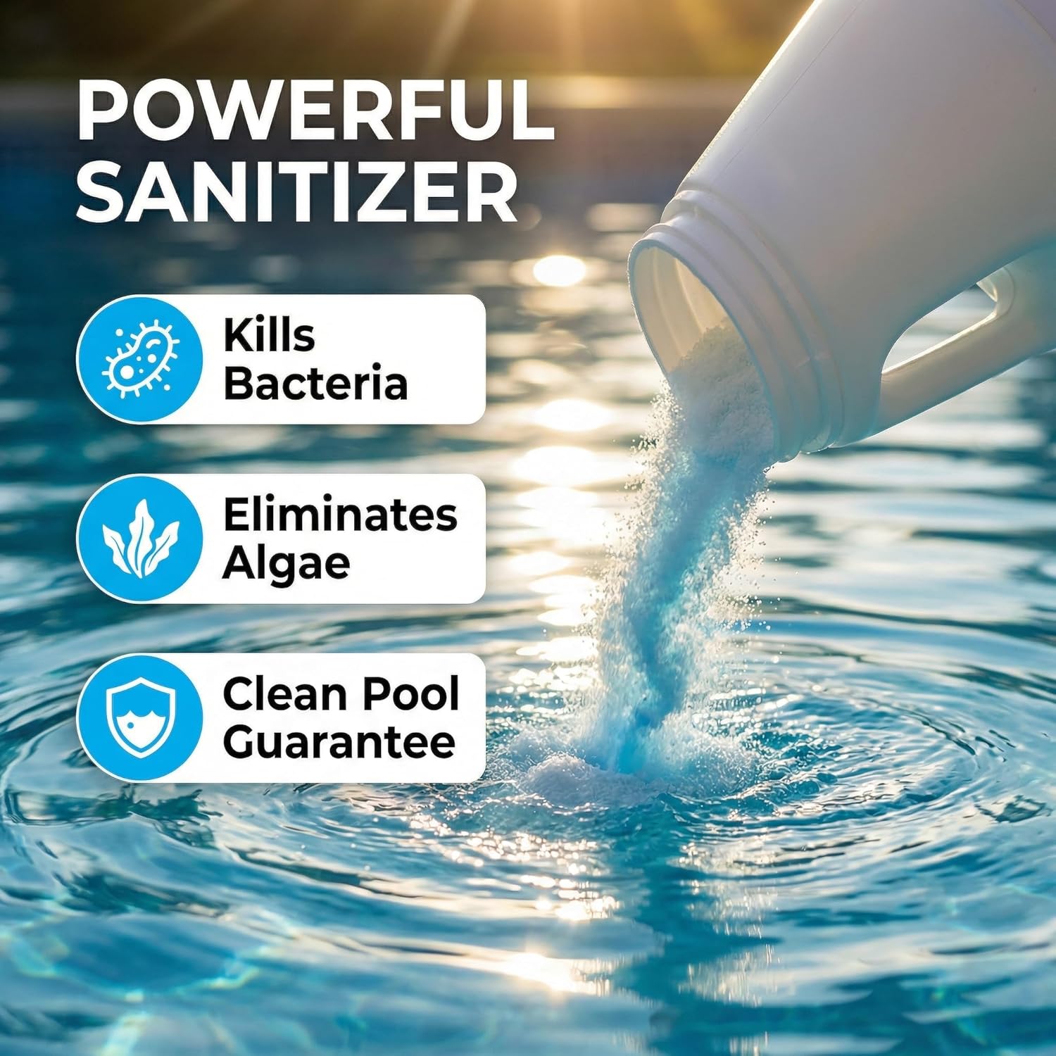 ClearView Chlorine Granules 5 Lbs for Swimming Pools, Pool Chlorine Shock Granular Sanitizer for Spas, Fast Dissolving Chlorinating Granules for Hot Tubs