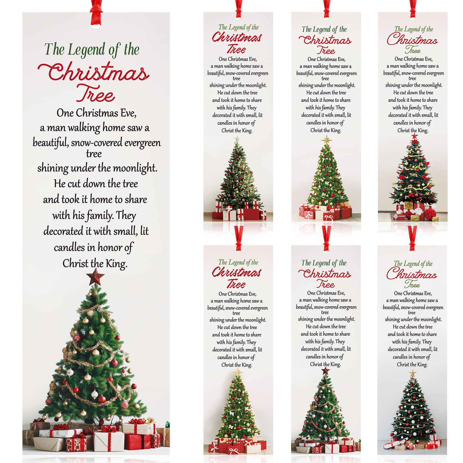 Dispowreath 60 Pcs The Legend of The Christmas Tree Bookmarks Religious Xmas Tree Bookmarks Church Exchange Gifts for Christmas Men & Women Sunday School Church Prizes Party Favors — image 1