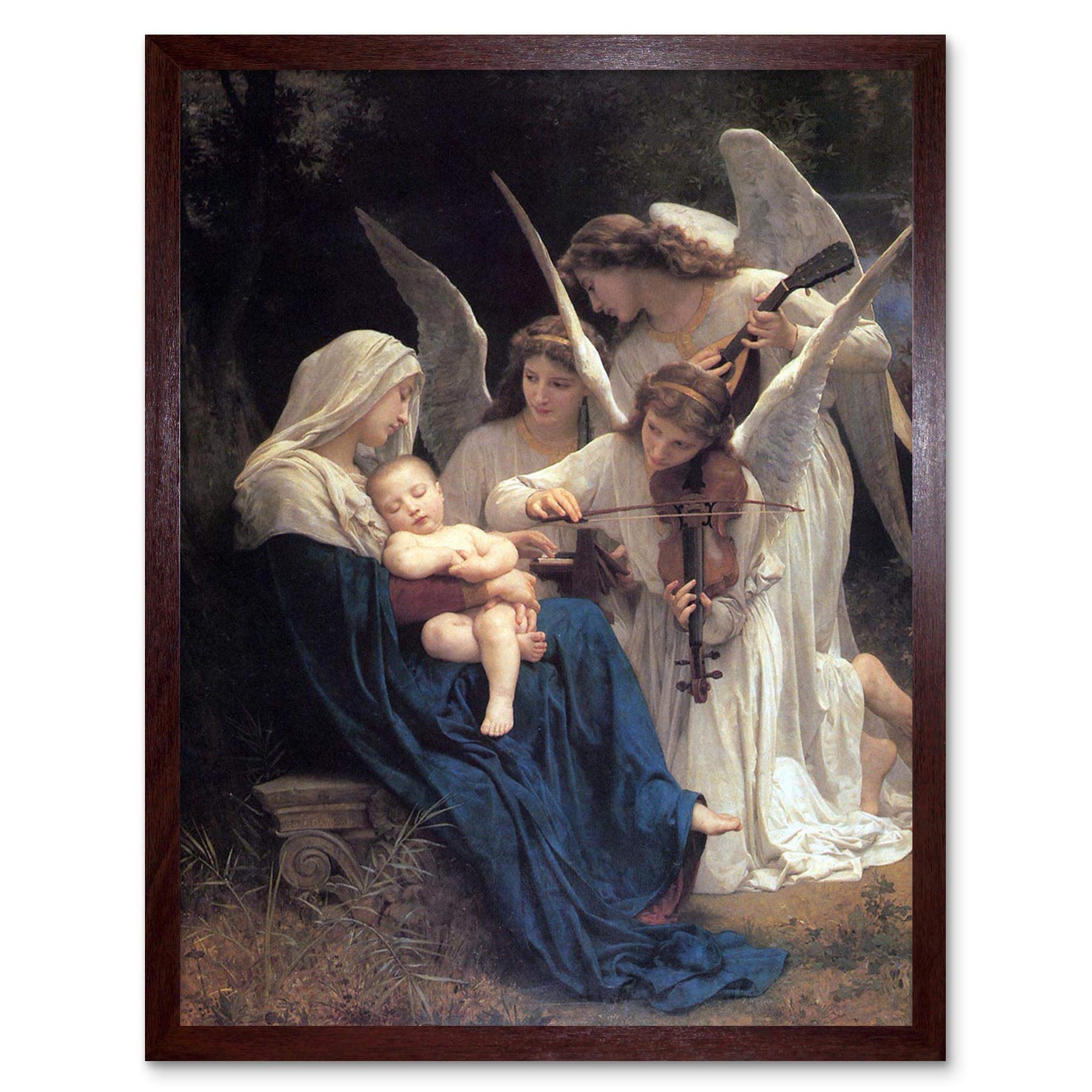 Wee Blue Coo William Adolphe Bouguereau Song Of Angels Old Master Painting Art Print Framed Poster Wall Decor 12X16 Inch