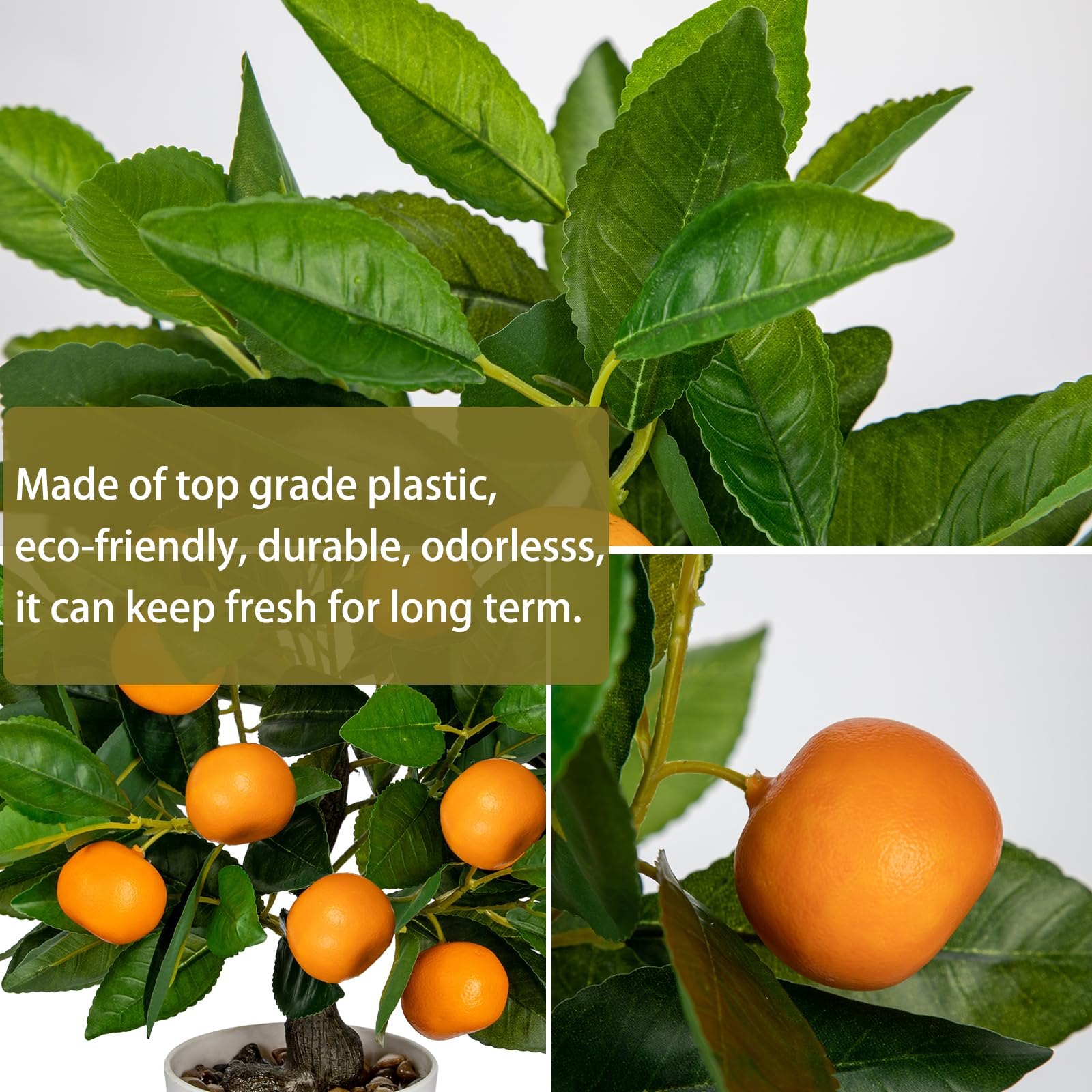 Hollyone 40CM Artificial Orange Plant in Pot, Fake Potted Plant Decorative Faux Plants - Image 3