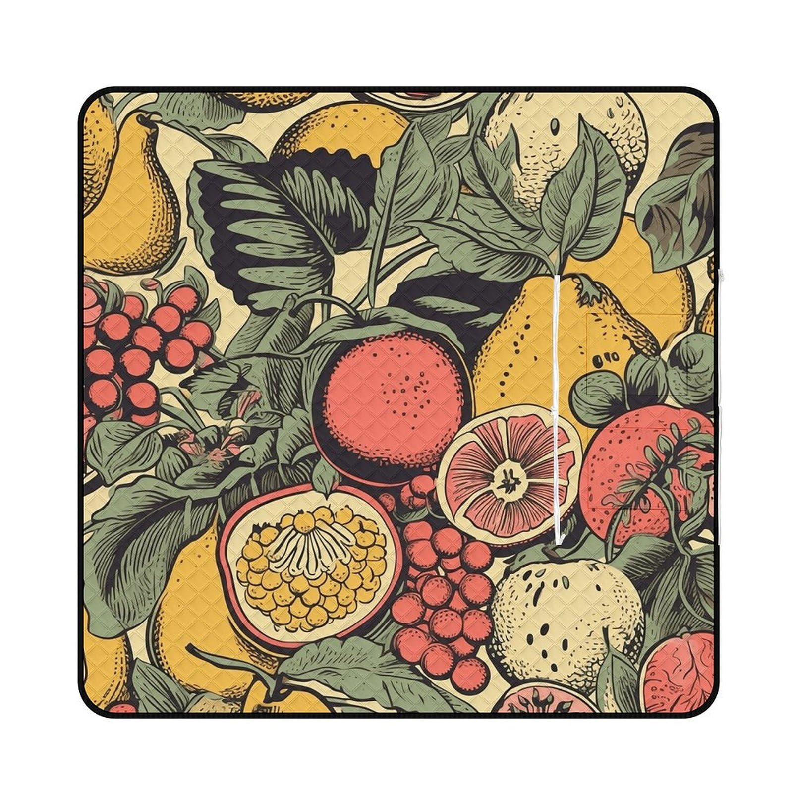 Manta de picnic de frutas y hojas, lavable a máquina, 200 cm x 200 cm, extragrande, impermeable y resistente a la arena, plegable, compacta, para playa, extragrande, para acampar en primavera y verano