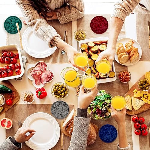 Vista 7 de Posavasos para bebidas, silicona con soporte, juego de 6 Gran regalo de cumpleaños, inauguración de la casa, decoración de habitación, bar, fiesta